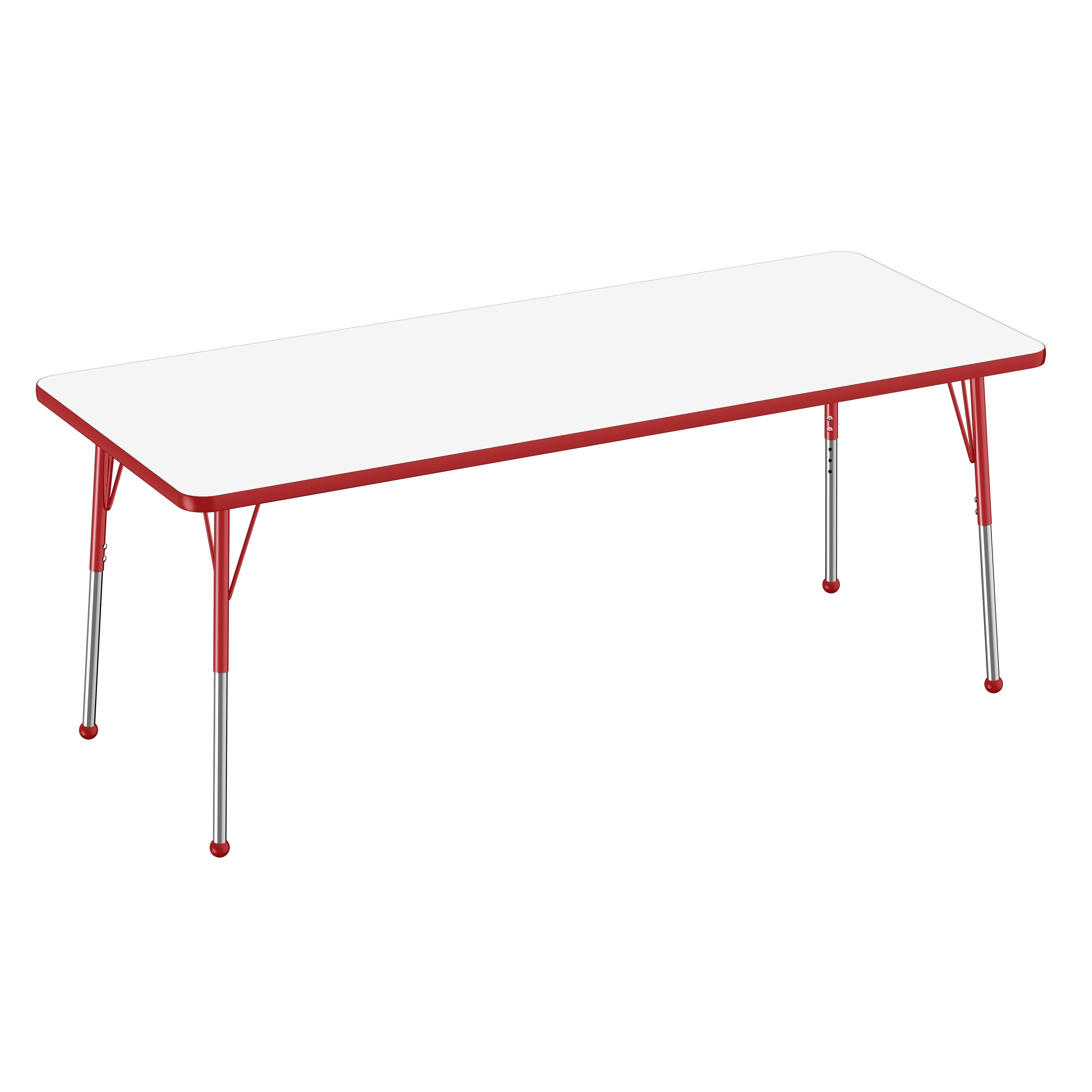 30" x 72" Rectangle Dry-Erase Activity Table with Adjustable Standard Ball Glide Legs - Whiteboard/Red