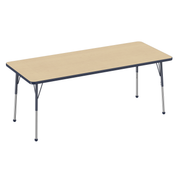 30" x 72" Rectangle T-Molding Activity Table with Adjustable Standard Ball Glide Legs - Maple/Navy