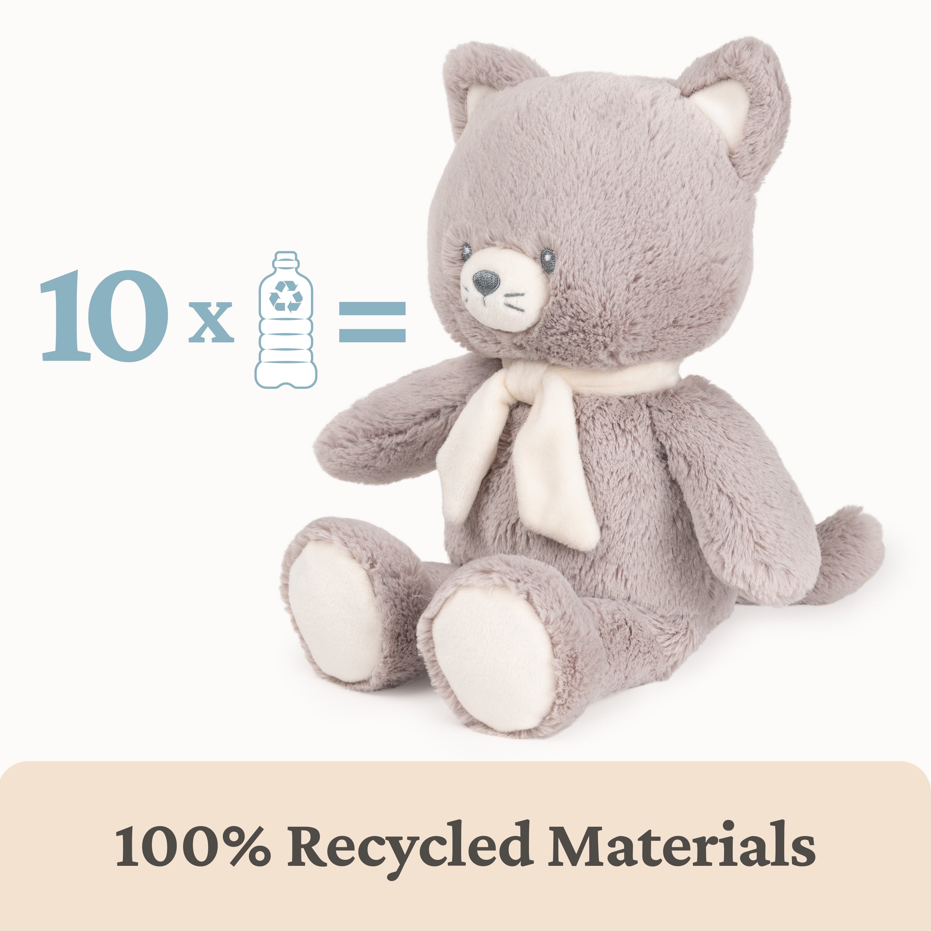 Baby GUND Sustainable Kitten Plush, Stuffed Animal Made from 100% Recycled Materials, Spring Decor for Babies and Newborns, Gray/Cream, 13”