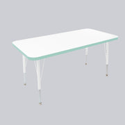 24" x 48" Rectangle Thermofused Activity Table with Adjustable Standard Swivel Glide Legs - White/Seafoam/White