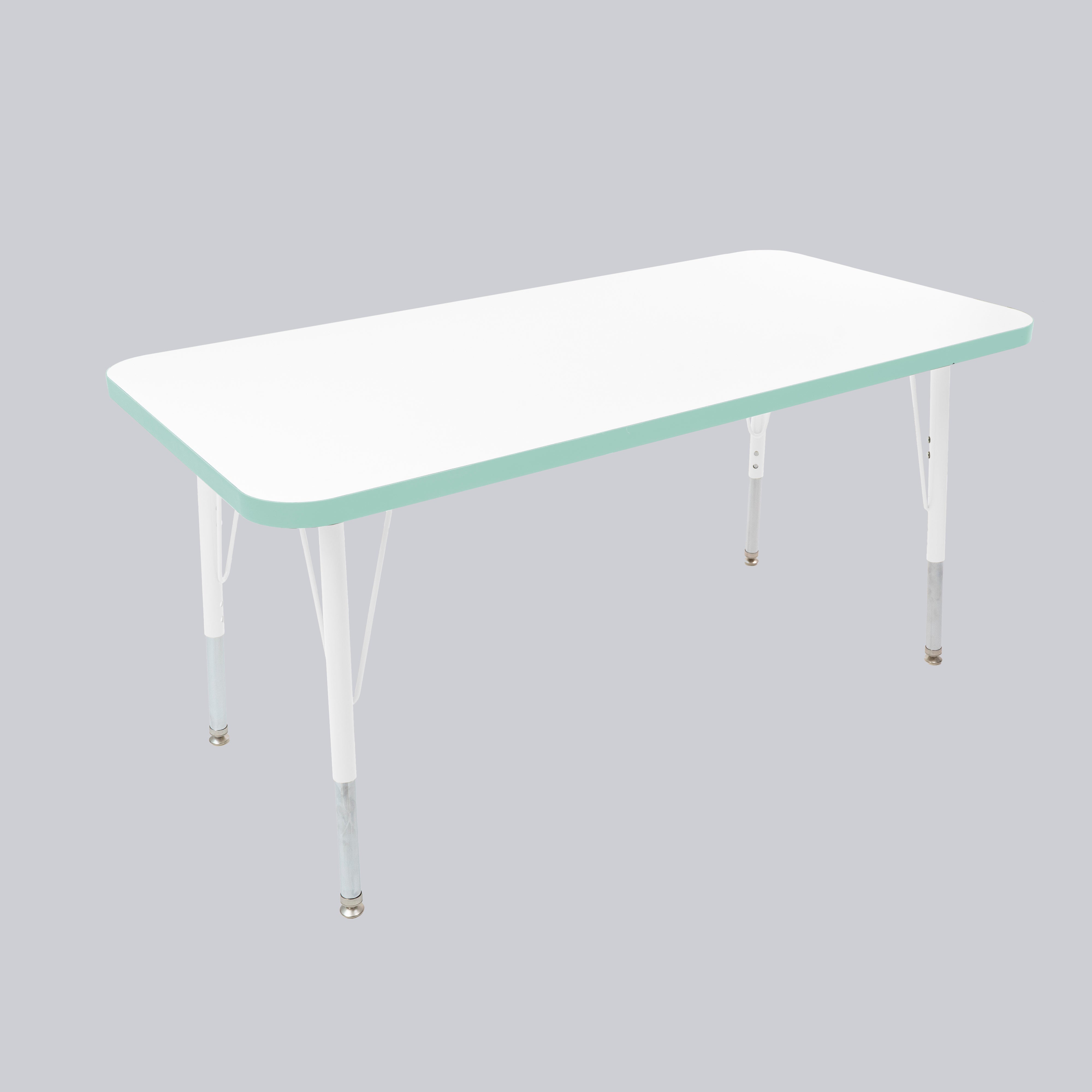 24" x 48" Rectangle Thermofused Activity Table with Adjustable Standard Swivel Glide Legs - White/Seafoam/White