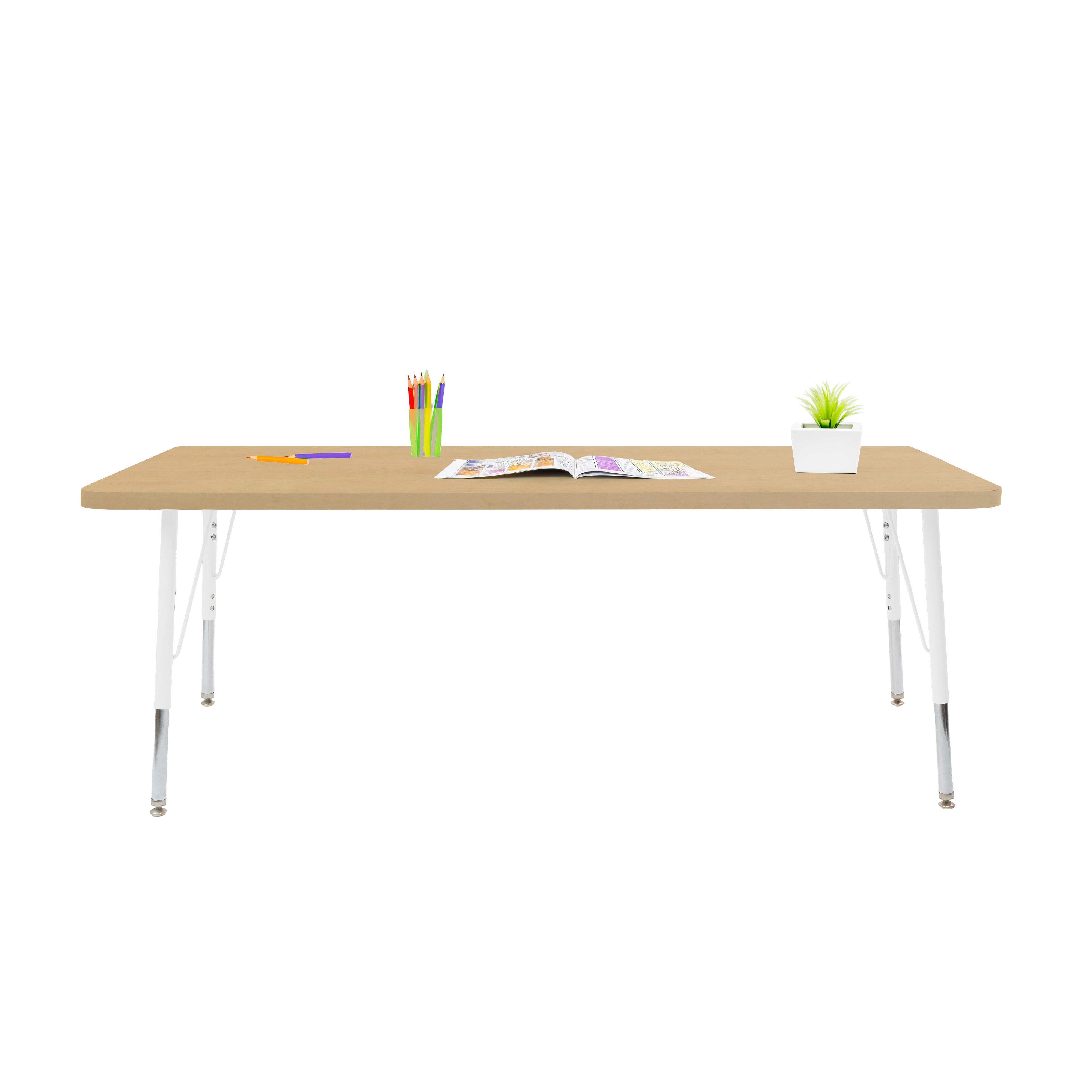 30" x 60" Rectangle Thermofused Woodgrain Activity Table with Standard Legs - Maple Grain/White