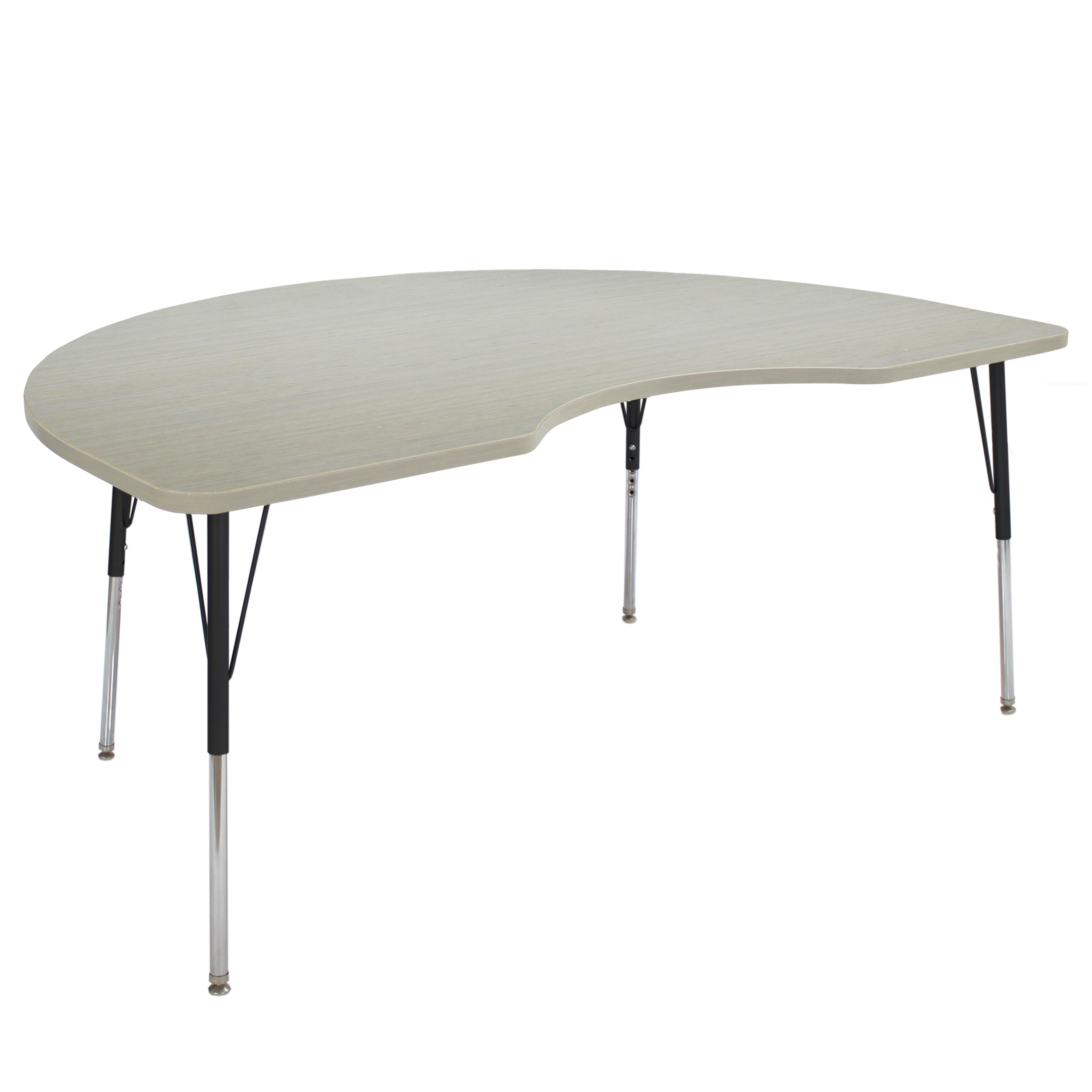 48" x 72" Kidney La Madera Activity Table with Standard Legs - Asian Sand/Black