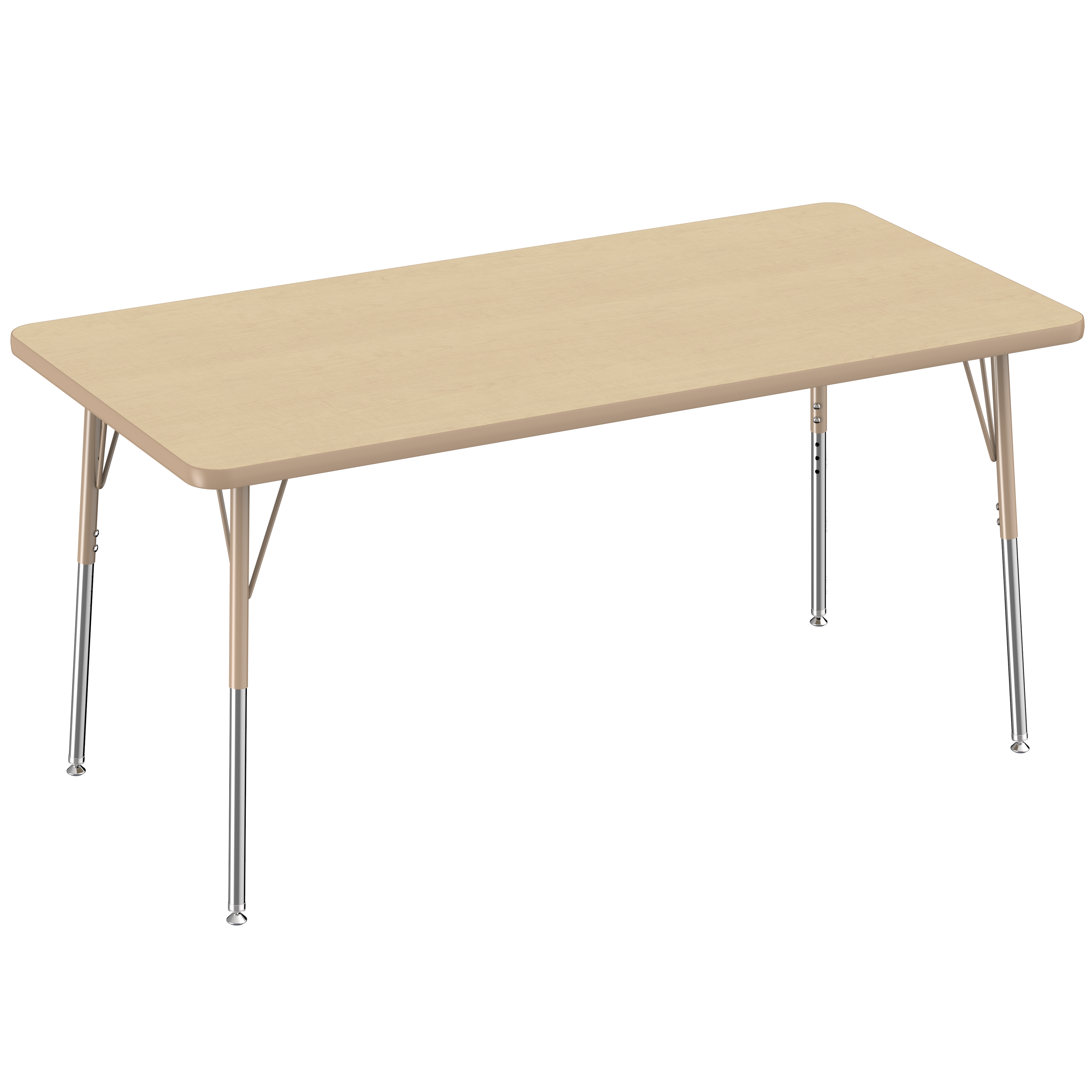 30" x 60" Rectangle T-Molding Activity Table with Adjustable Standard Swivel Glide Legs - Maple/Sand
