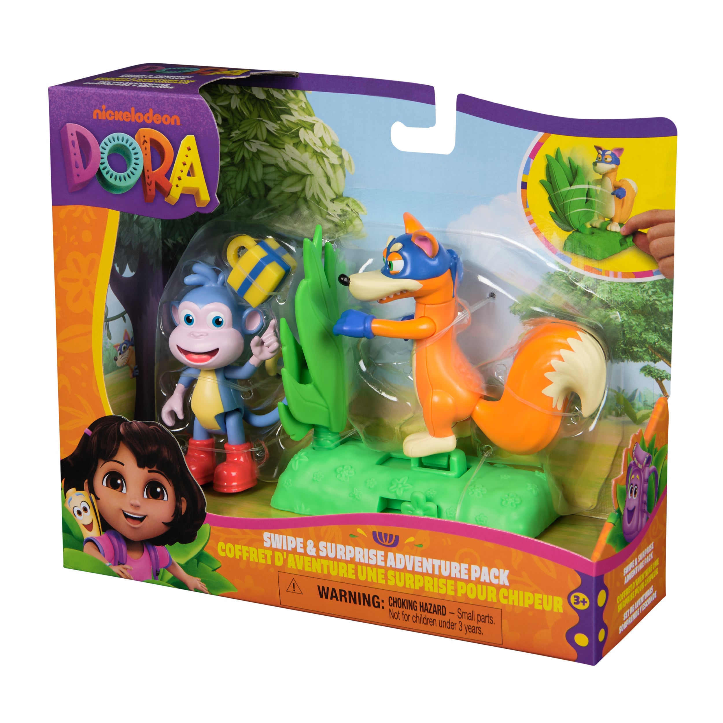 Dora, Swipe & Surprise Adventure Pack, with Boots & Swiper Toy Figures and 2 Accessories, Kids Toys for Girls & Boys Ages 3 and Up