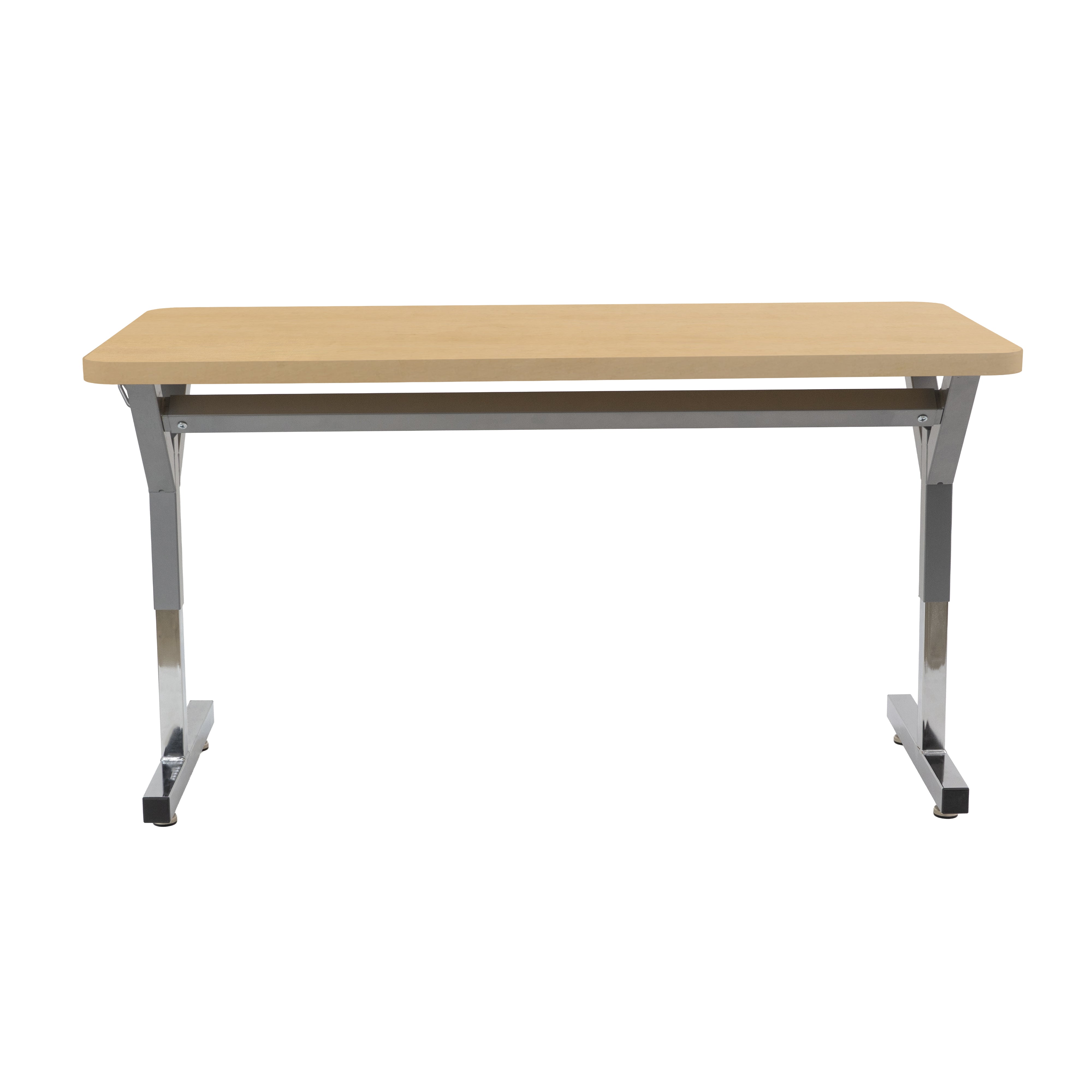 20" x 48" Rectangle Thermofused Table Desk with Adjustable Y-Frame - Maple Grain/Silver