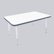 30" x 48" Rectangle Thermofused Activity Table with Adjustable Standard Swivel Glide Legs - White/Navy/White