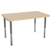 30" x 48" Rectangle La Madera Activity Table with Adjustable Super Legs - Maple Grain/Silver