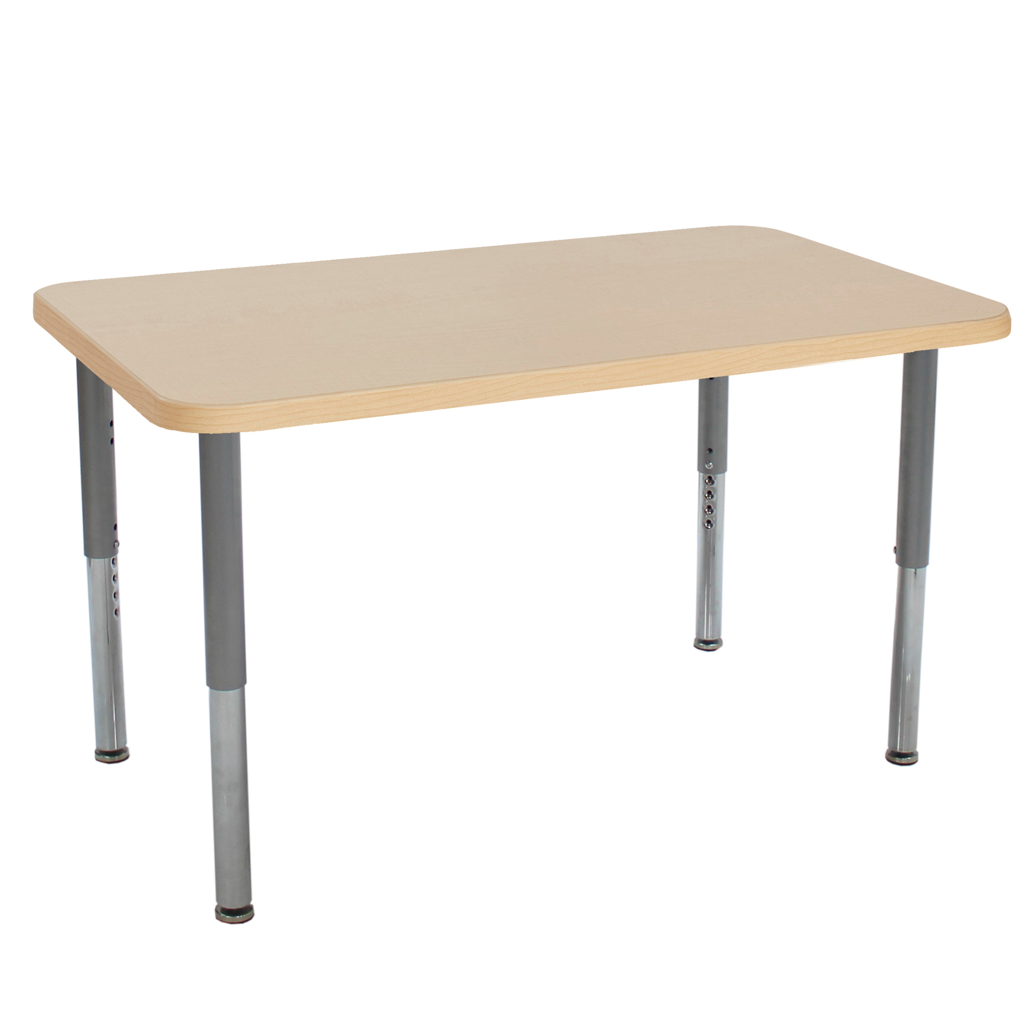 30" x 48" Rectangle La Madera Activity Table with Adjustable Super Legs - Maple Grain/Silver