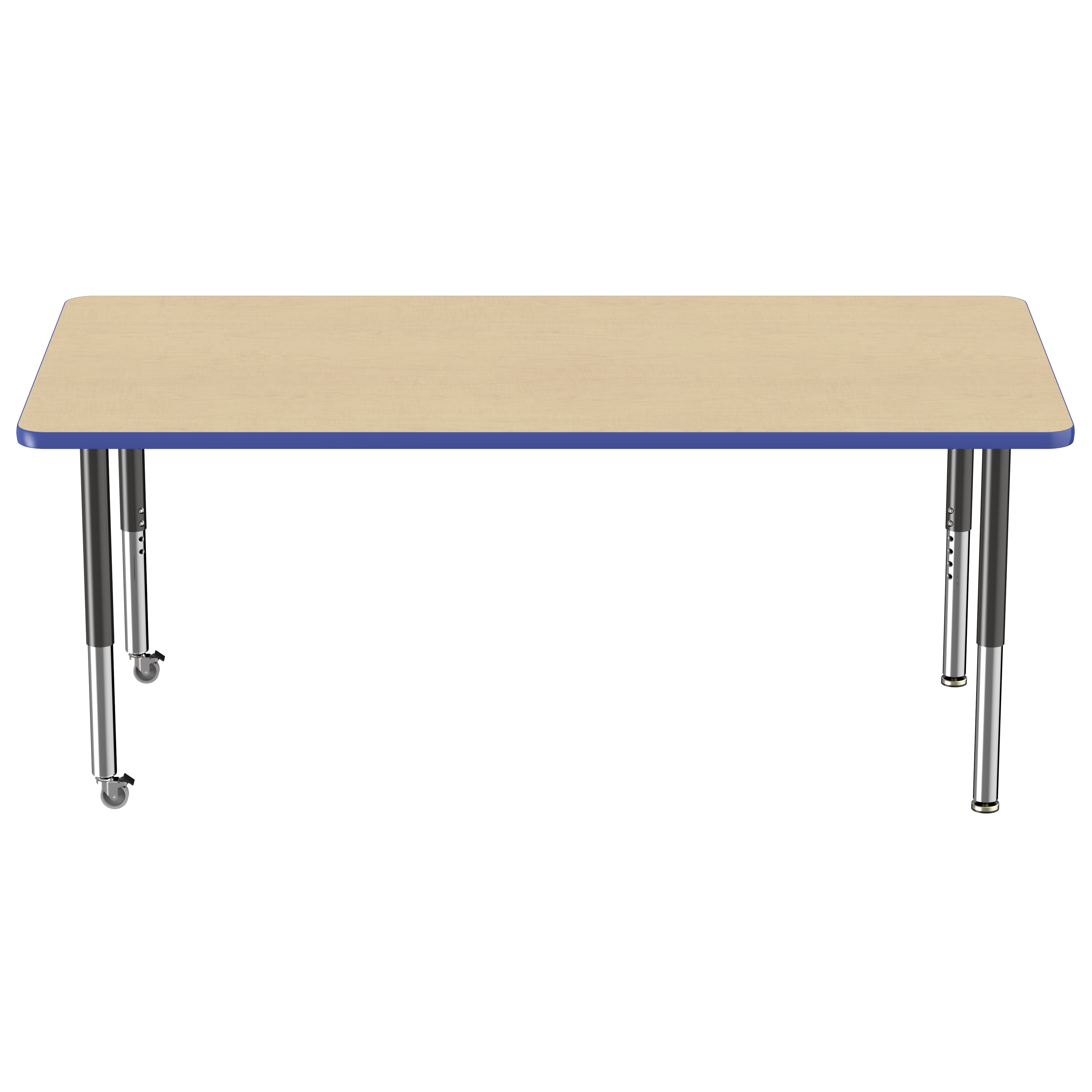 36" x 72" Rectangle T-Molding Activity Table with Adjustable Super Legs - Maple/Blue/Black