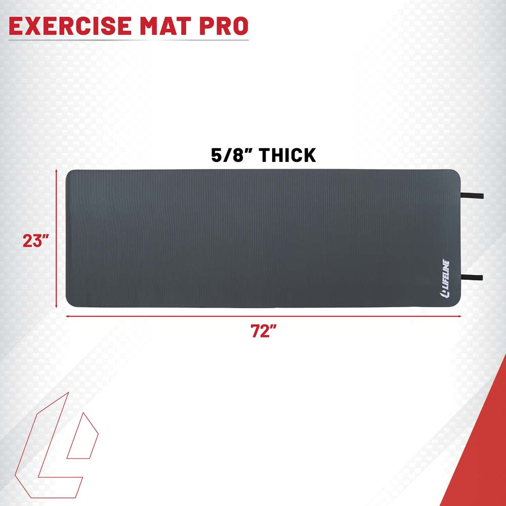 Exercise Mat Pro - 72" X 23" X 5/8" - Charcoal