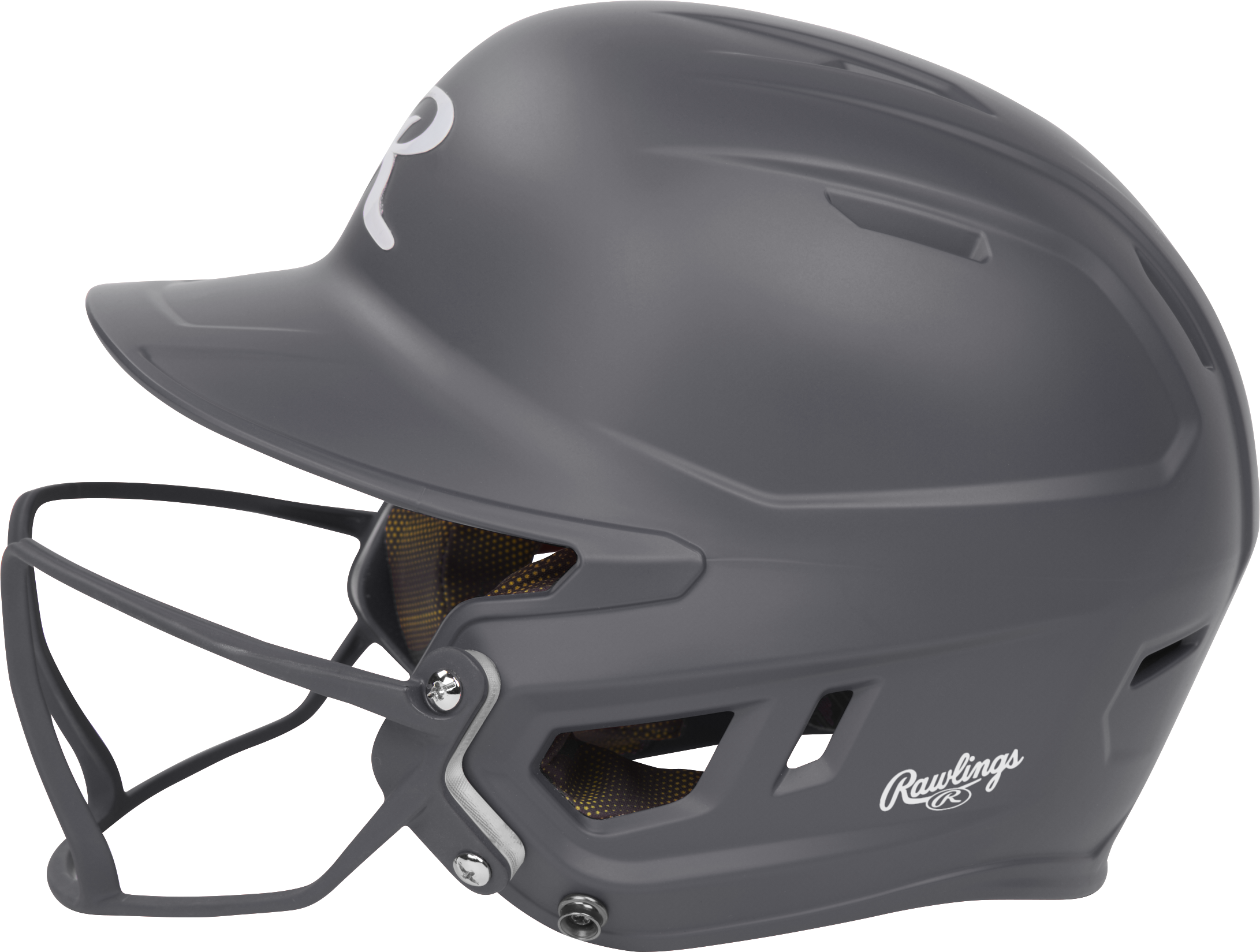 Rawlings Mach Hi-Viz Senior Matte Batting Helmet With Hi-Viz Face Guard - Graphite