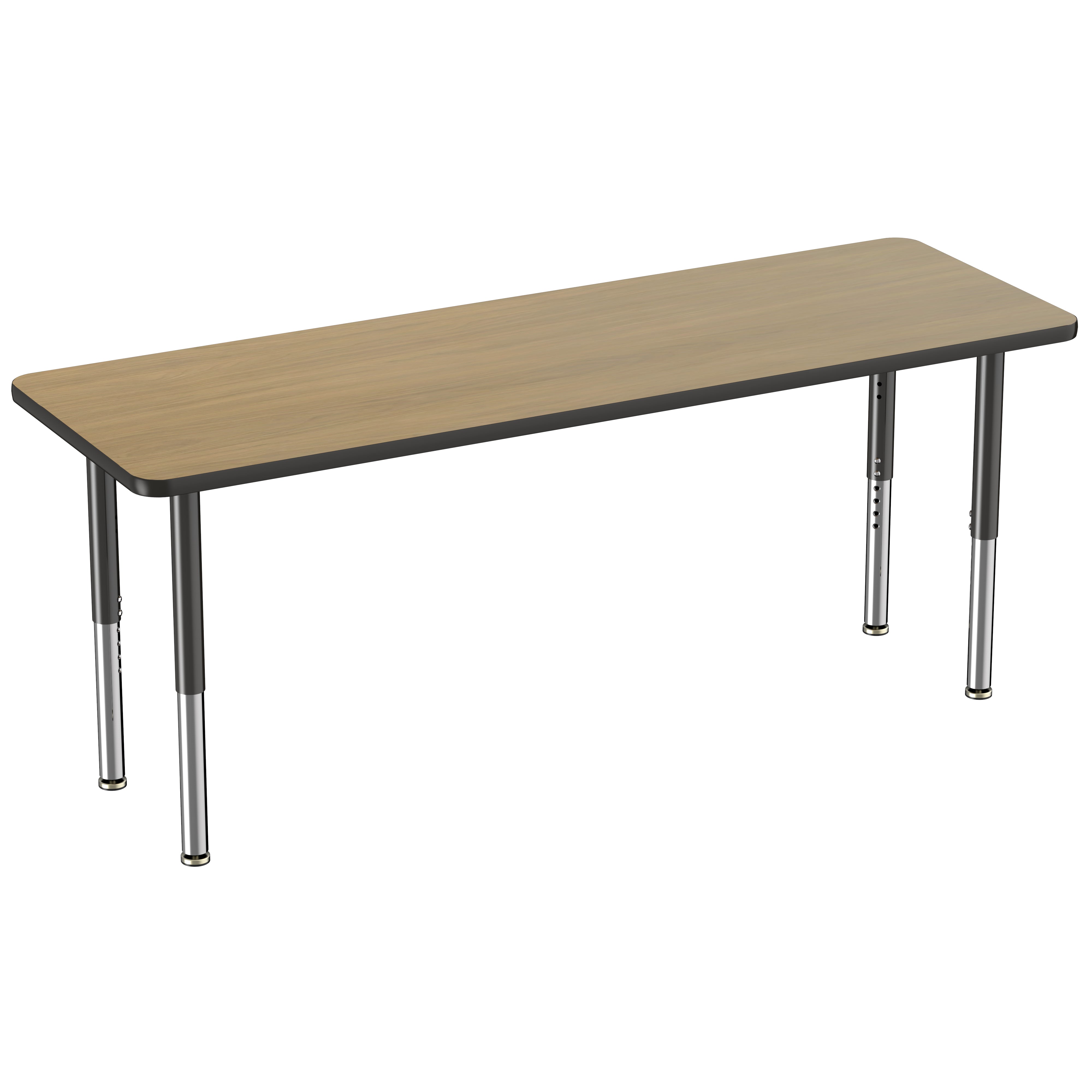 24" x 72" Rectangle T-Molding Activity Table with Adjustable Super Legs - Pasadena Oak/Black
