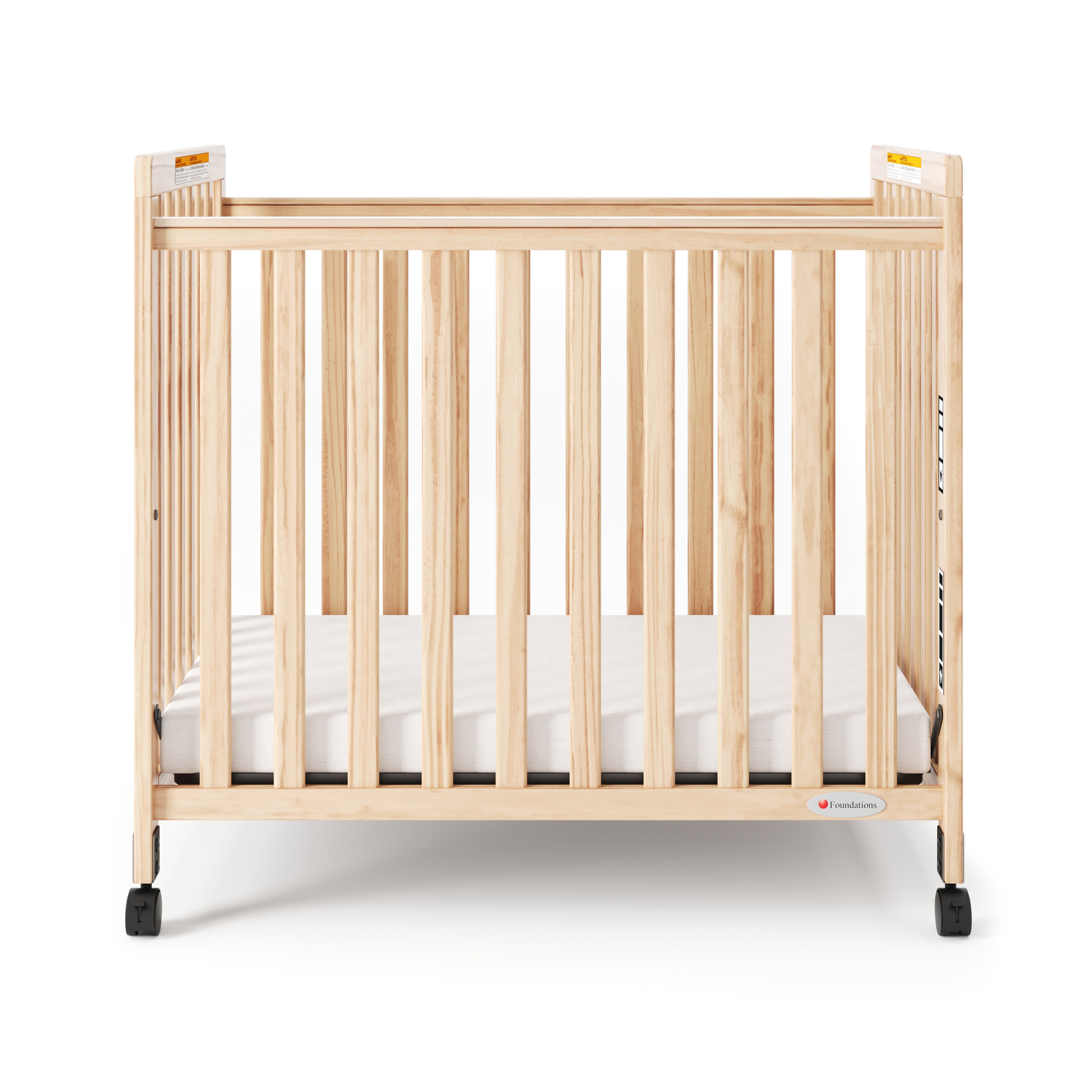 SafetyCraft® Fixed-Side Compact Wood Crib, Slatted End Panels