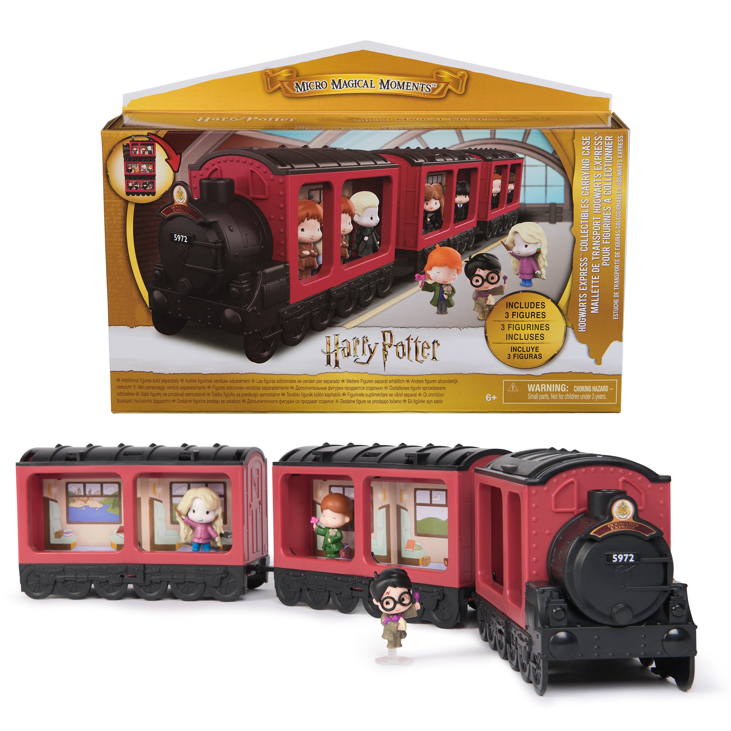 Wizarding World Harry Potter, Micro Magical Moments Hogwarts Express Collectibles Display & Carrying Case with 3 Figures, Kids Toys for Ages 6 and up