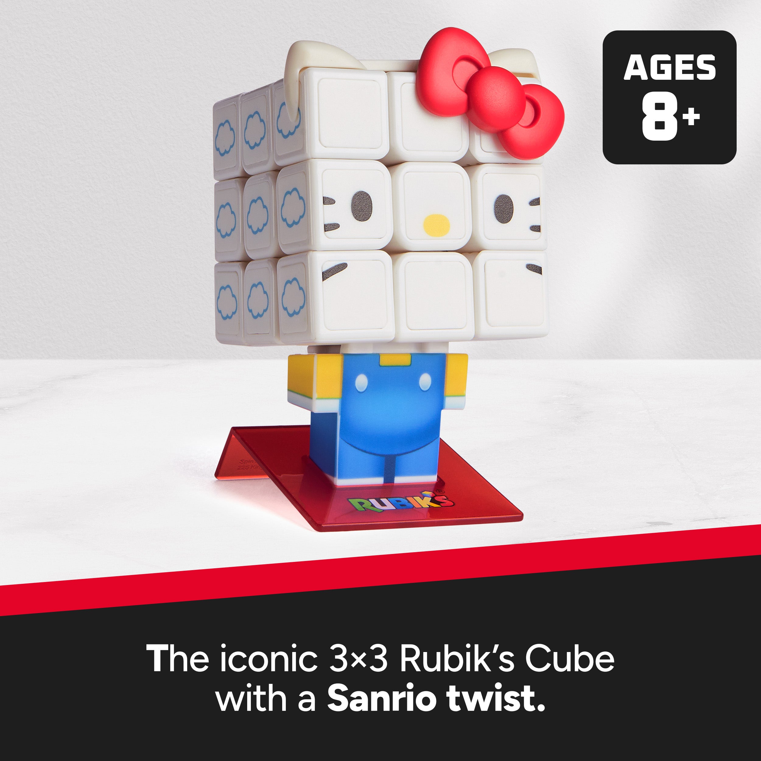 Rubik’s Cube Hello Kitty Cuber, Problem-Solving Challenging Brain Teaser Collectible Sanrio Hello Kitty Fidget Toy, For Adults & Kids Ages 8 and up