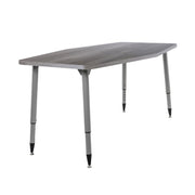 Adapte 34" x 60" Long Hexagon Woodgrain Activity Table with Adjustable Tapered Legs - Gray Wood/Silver