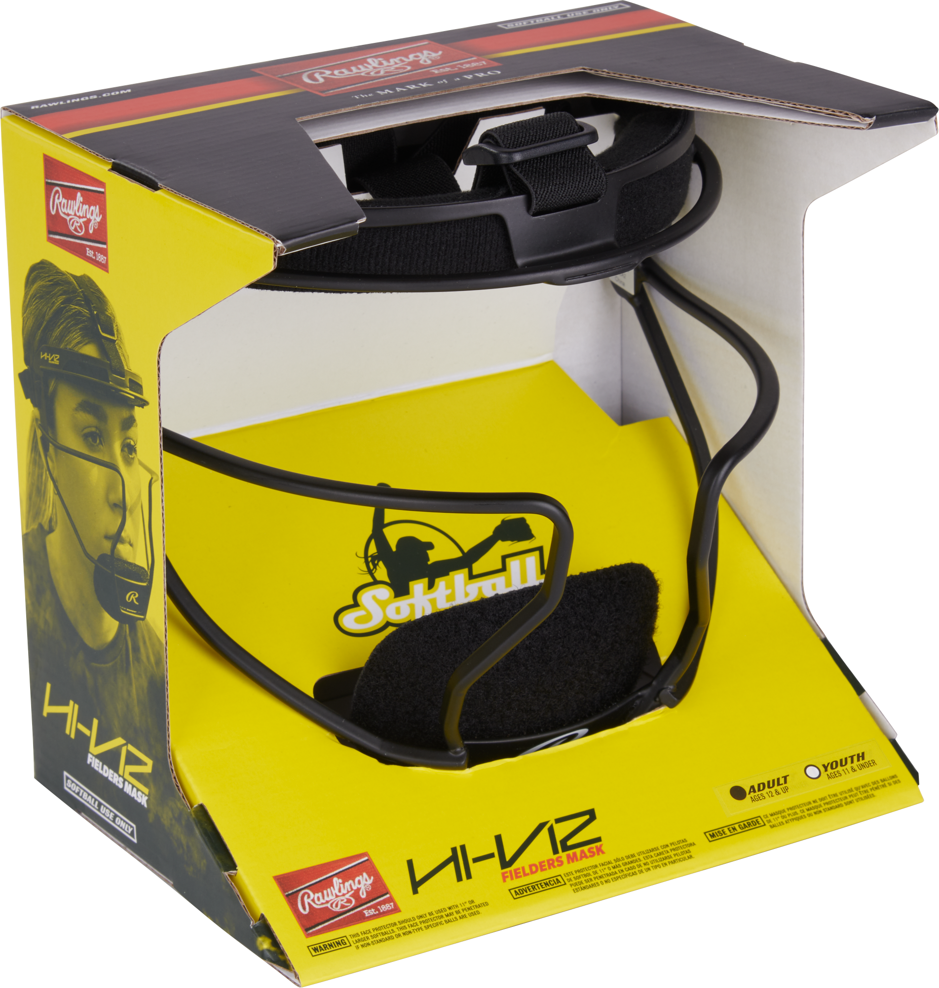 Rawlings Hi-Viz Ultra Adult Softball Fielders Mask - Black