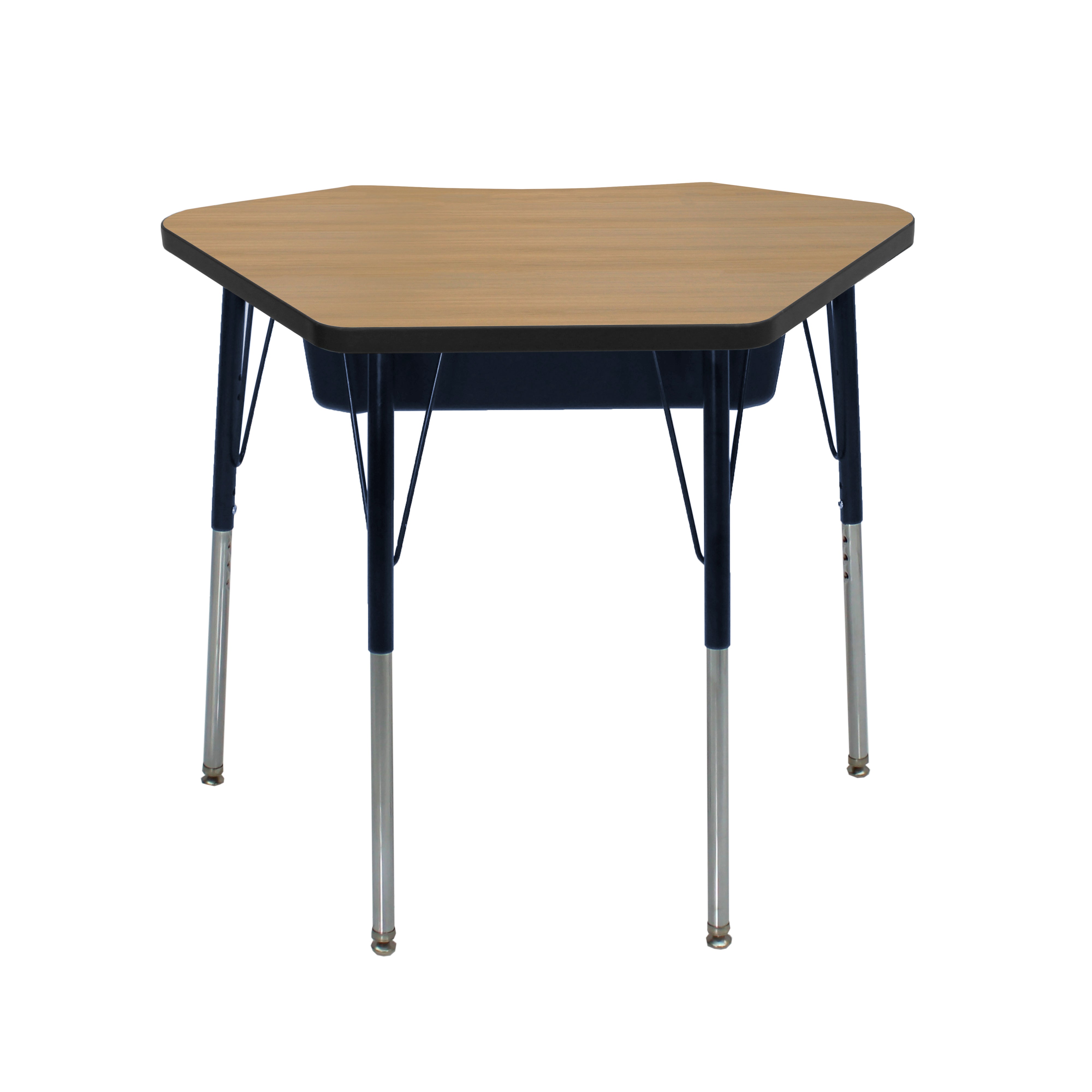 24" x 36" Petal Book Box Desk with Adjustable Standard Swivel Glide Legs, 2-Piece - Pasadena Oak/Black