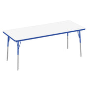 30" x 72" Rectangle Dry-Erase Activity Table with Adjustable Standard Swivel Glide Legs - Whiteboard/Blue