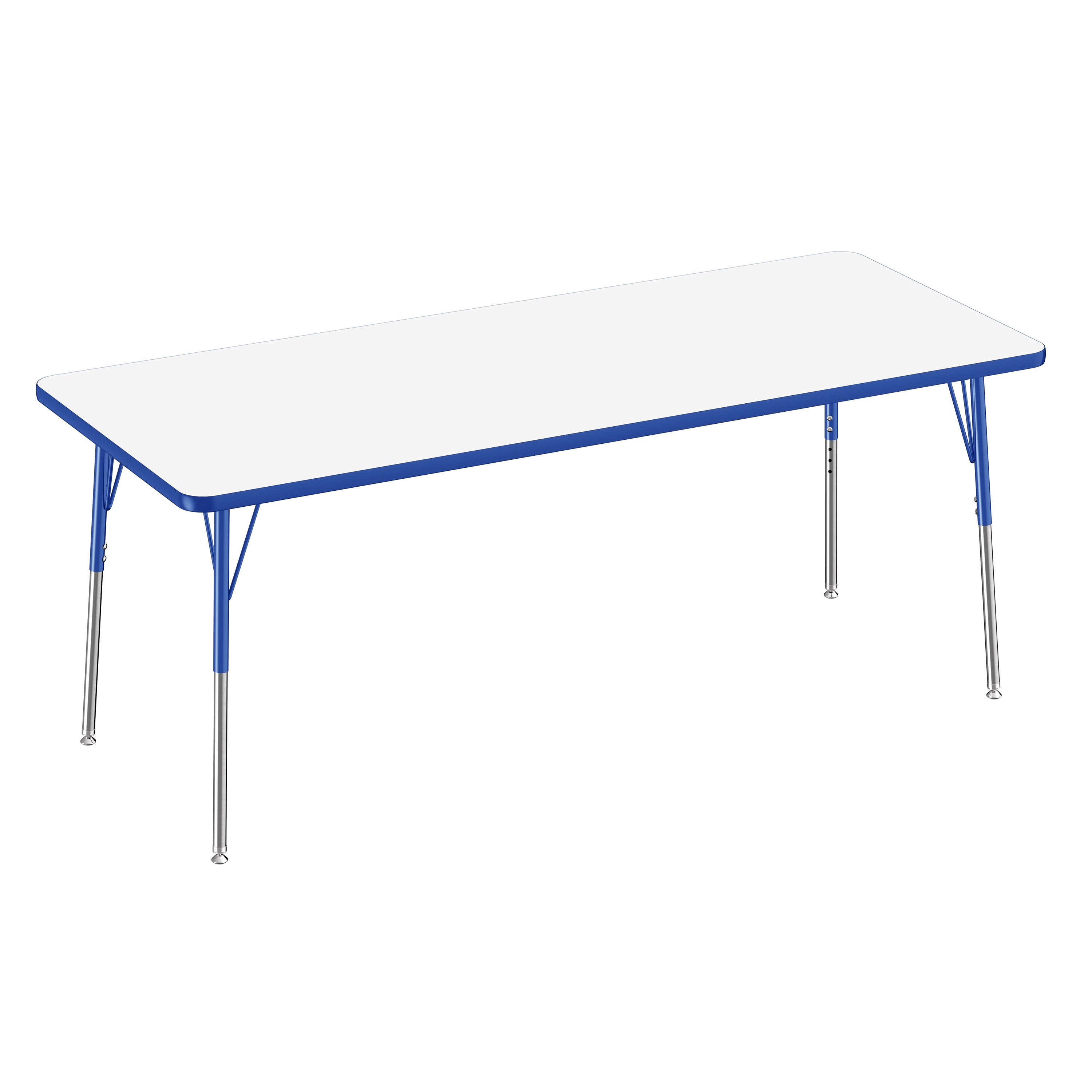 30" x 72" Rectangle Dry-Erase Activity Table with Adjustable Standard Swivel Glide Legs - Whiteboard/Blue