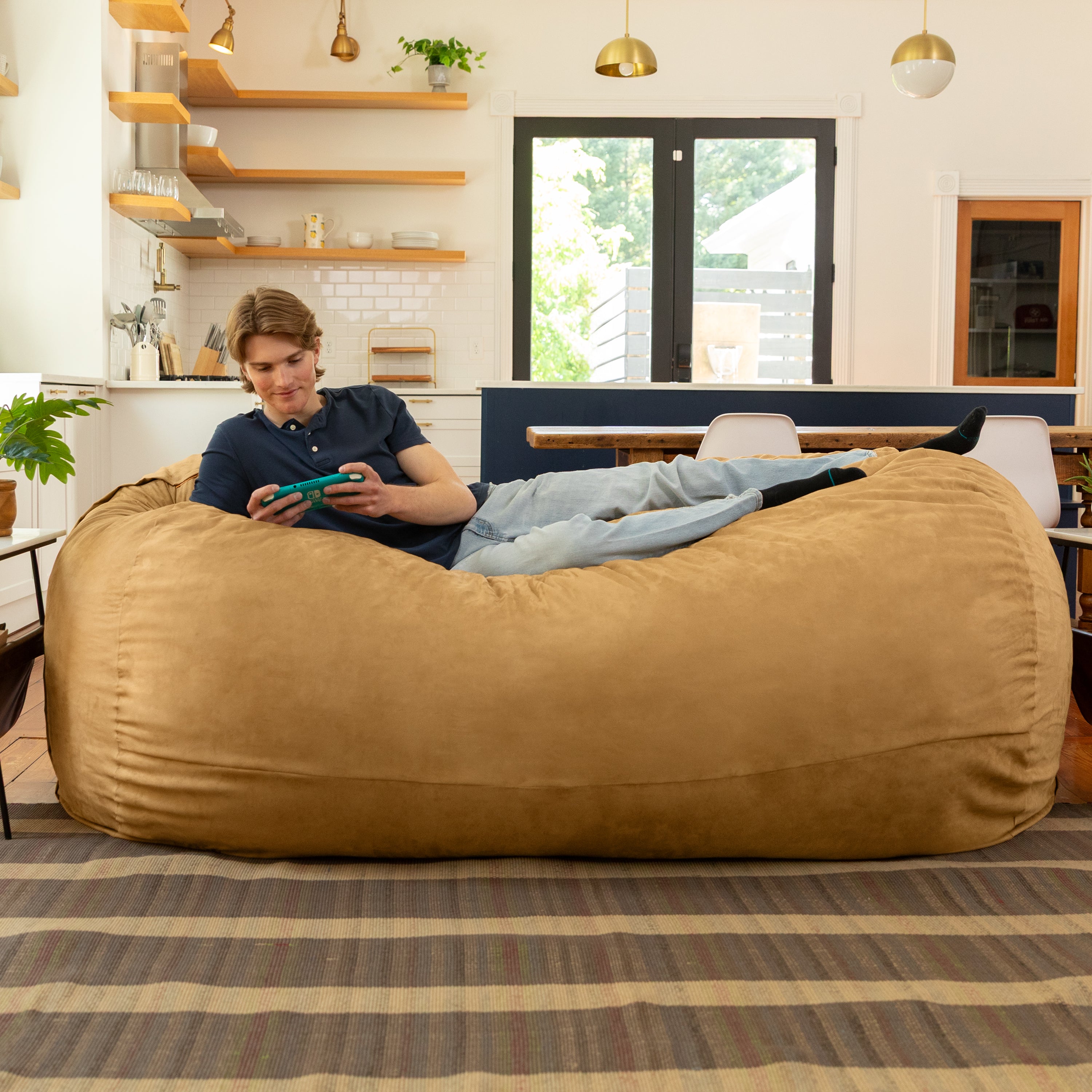Jaxx 7 Foot Giant Bean Bag Sofa, Camel