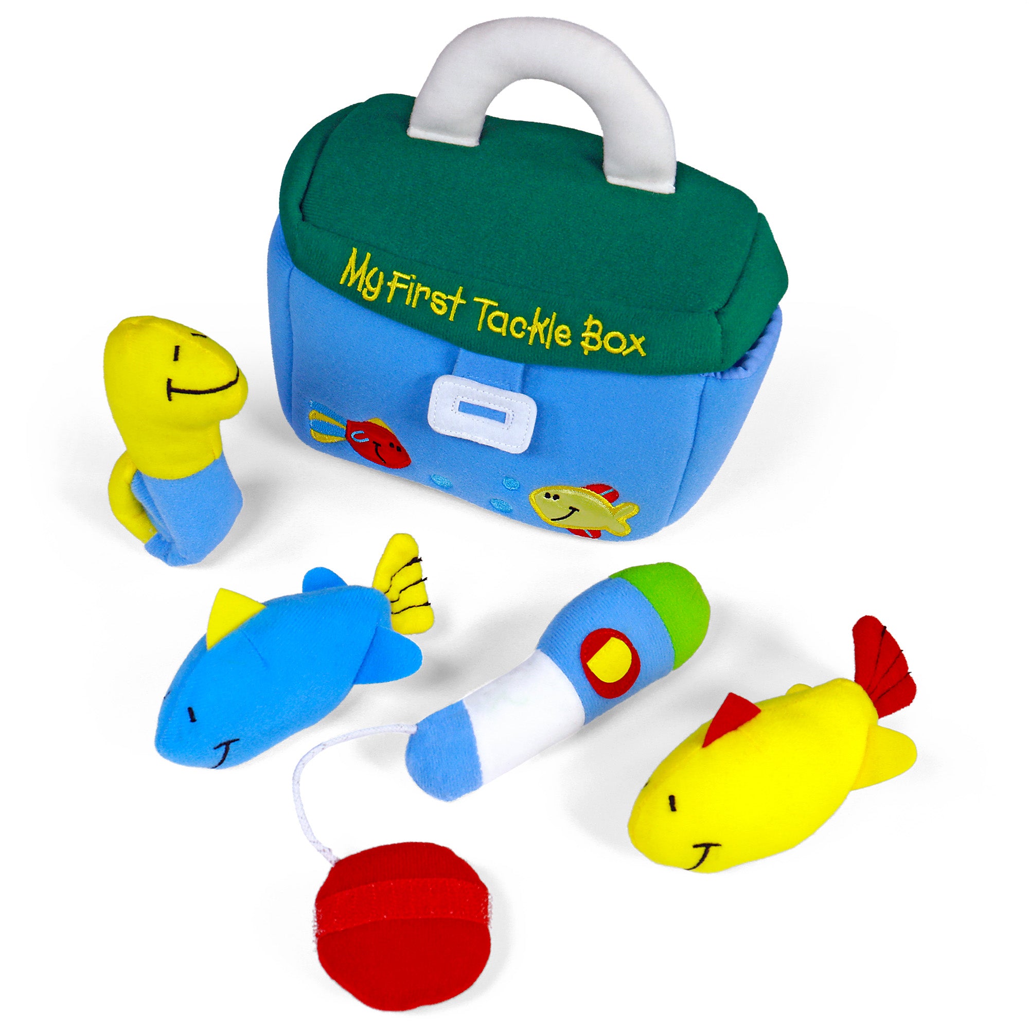 Baby GUND Play Soft Collection, My First Tackle Box 5-Piece Plush Playset with Rattle, Squeaker and Crinkle Plush Toys, Sensory Toy for Babies and Newborns, 8”