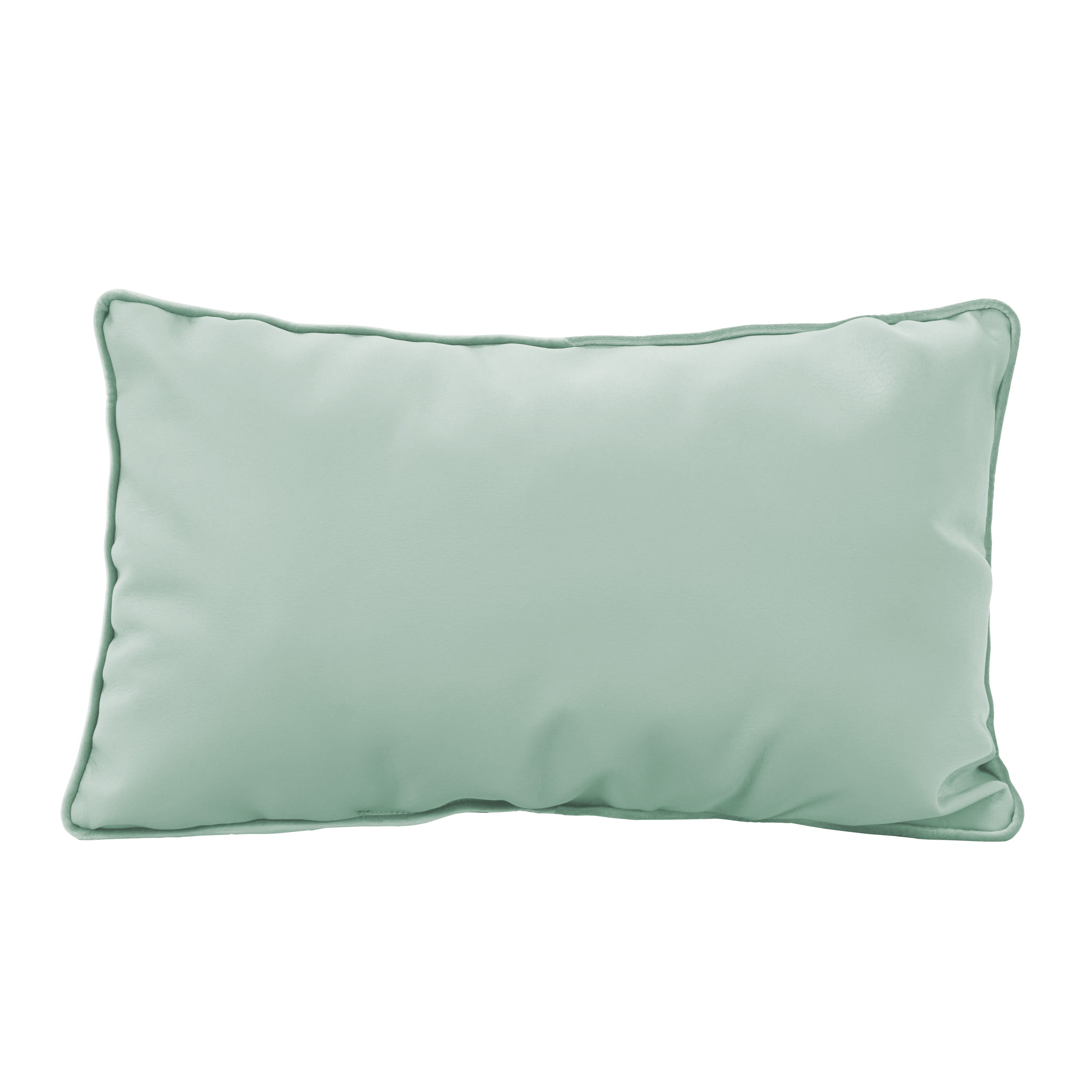 12" x 20" Rectangle Lumbar Microfiber and Faux Leather Pillow with Piping, 2-Piece - Aloe