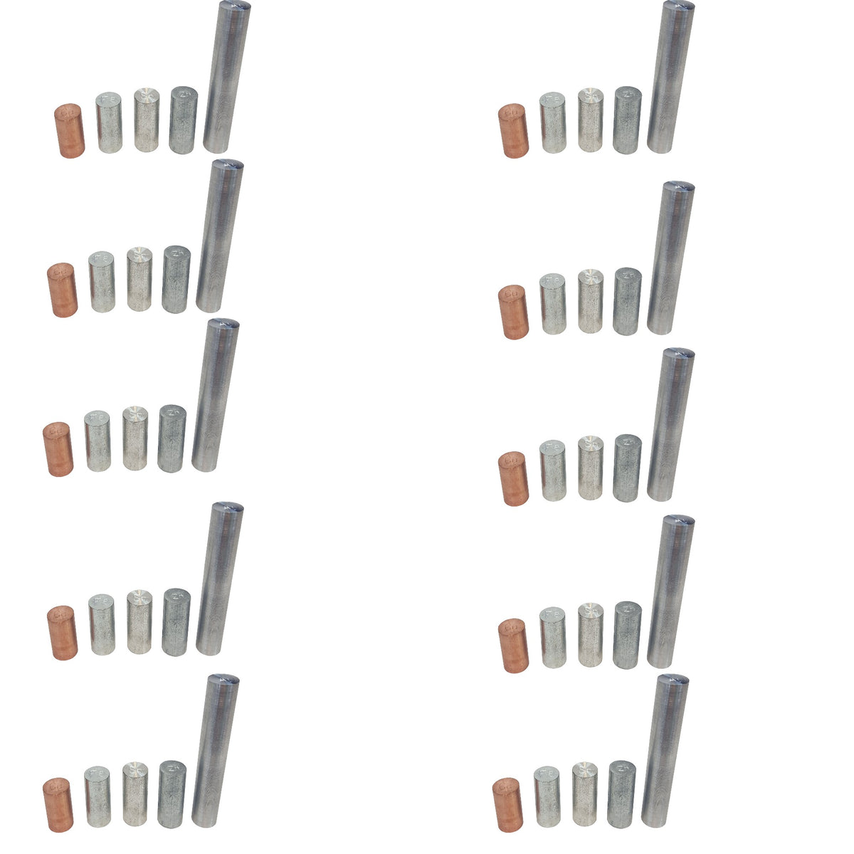 Density Rod or Equal Mass Set, Includes 5 Metals, Case of 10 Sets