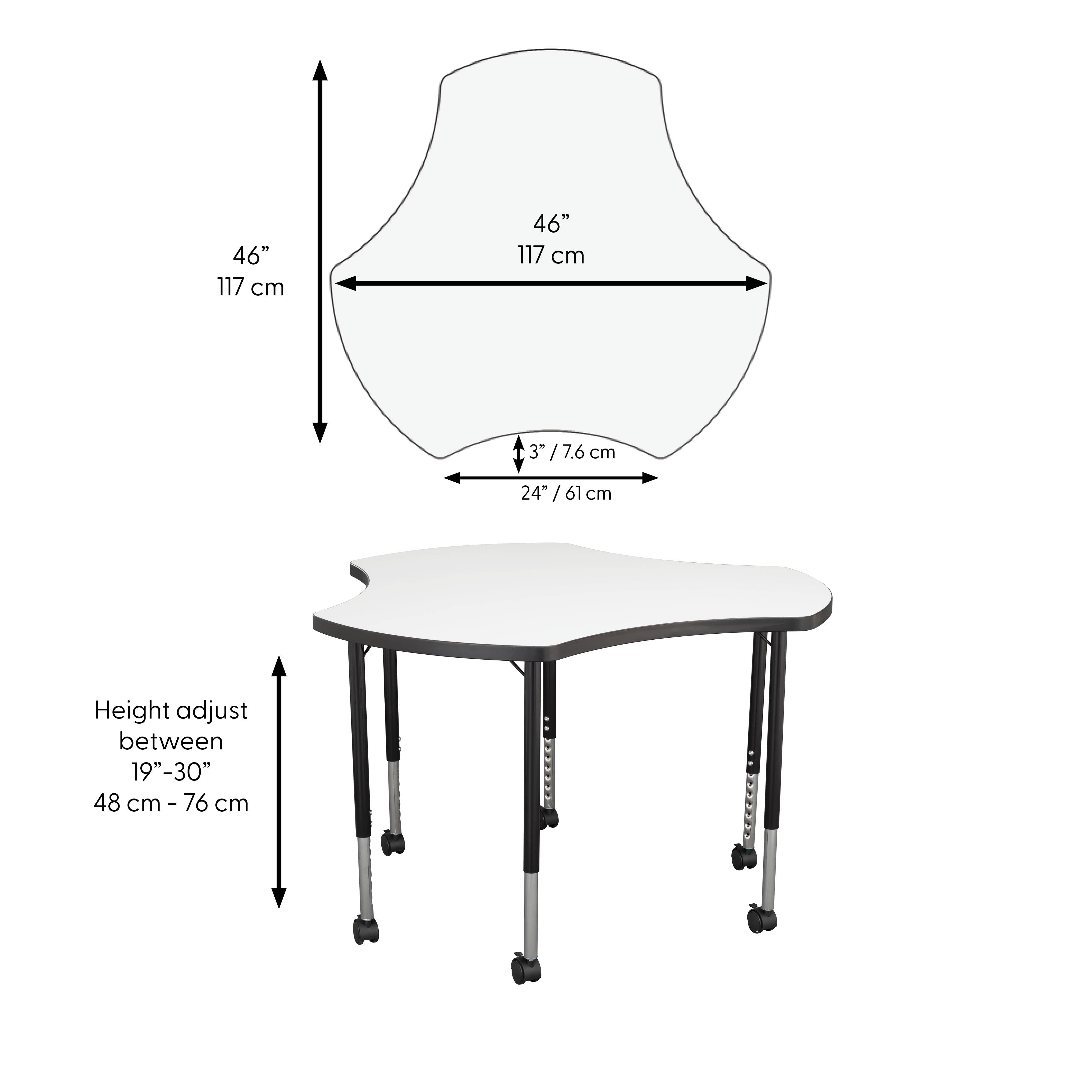 46" Cog Collaborative Dry-Erase Activity Table with Adjustable Mobile Legs - Whiteboard/Black