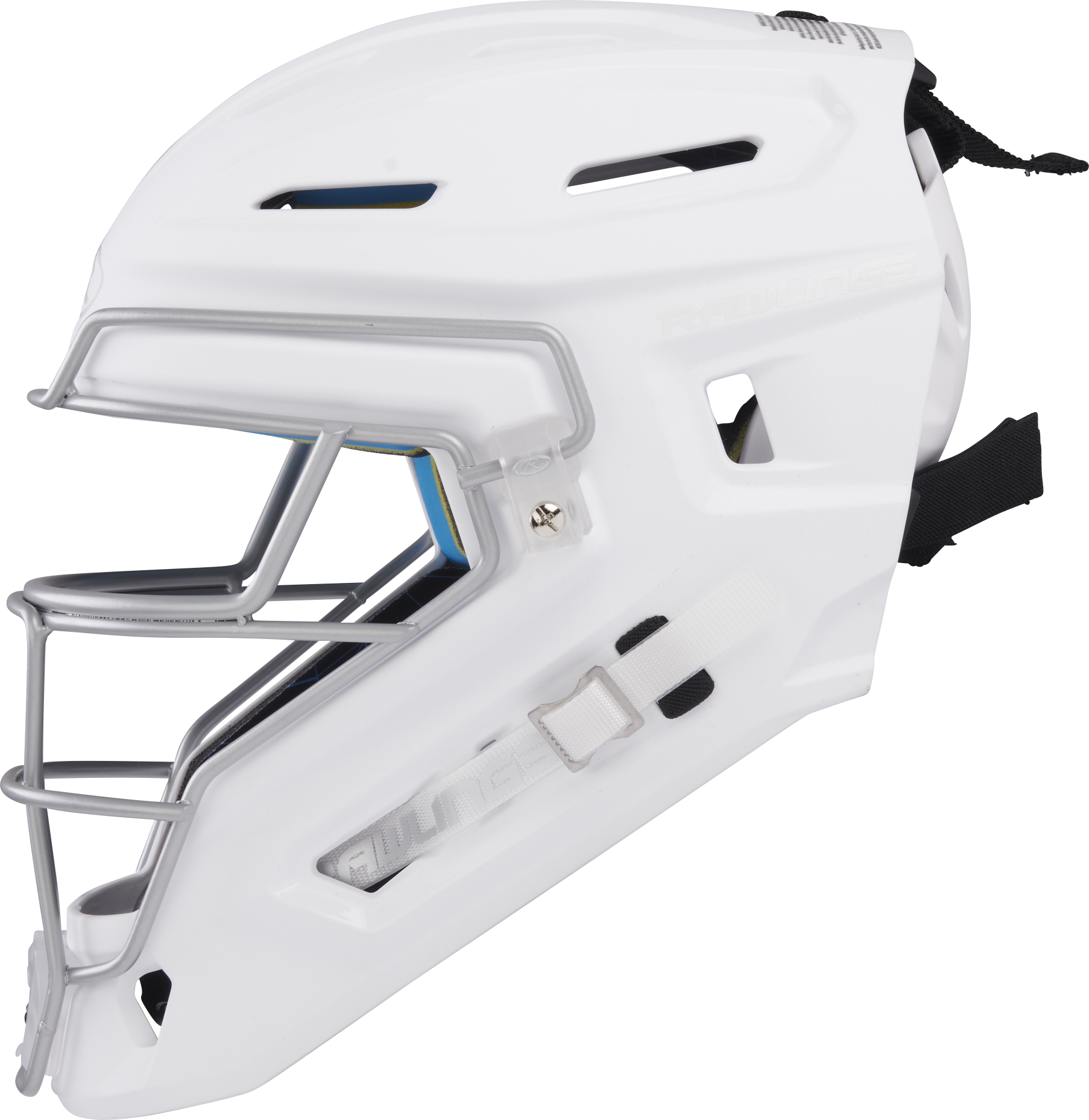 Rawlings Mach Matte 2-Tone Hockey Style Senior Catchers Helmet - White/White