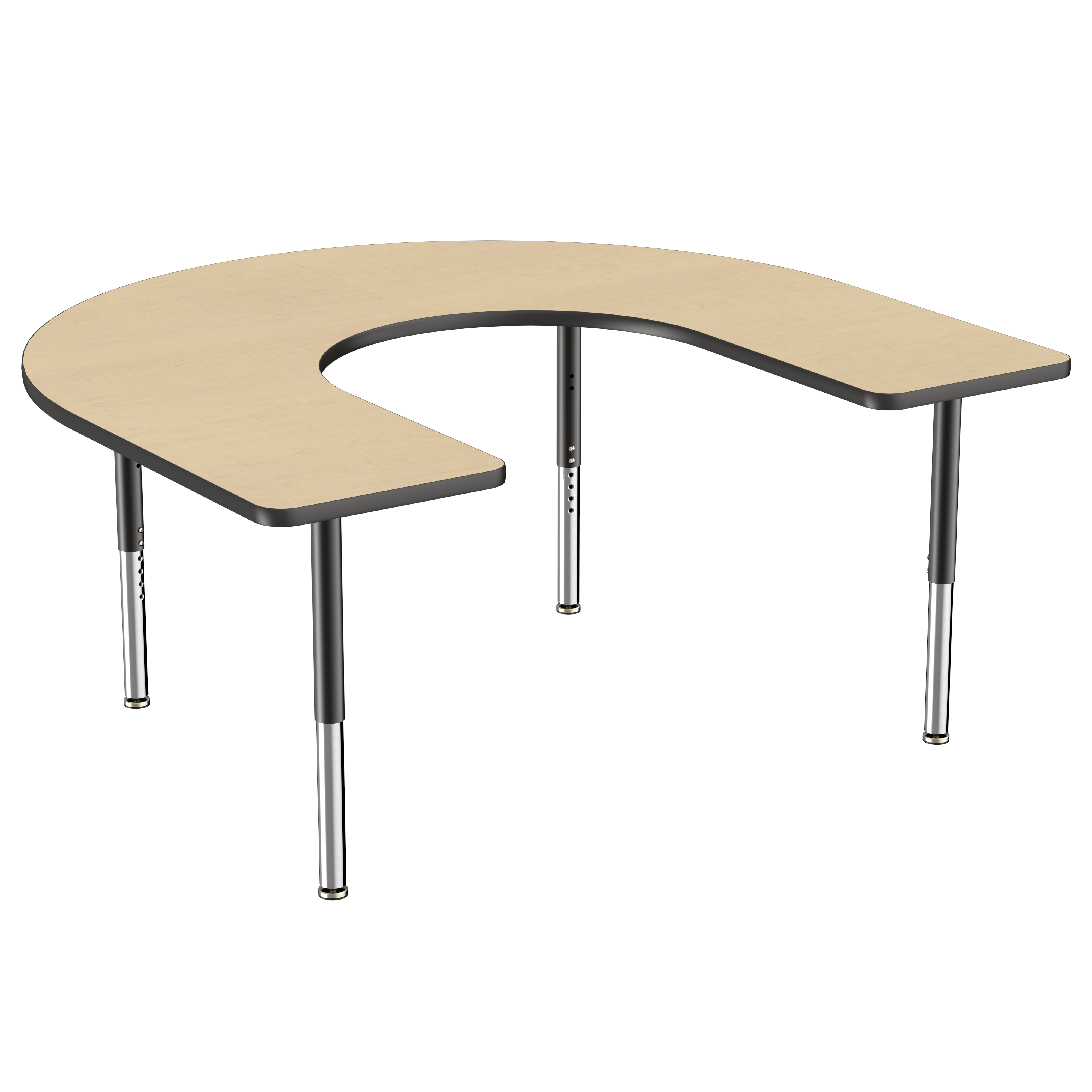 60" x 66" Horseshoe T-Molding Activity Table with Adjustable Super Legs - Maple/Black