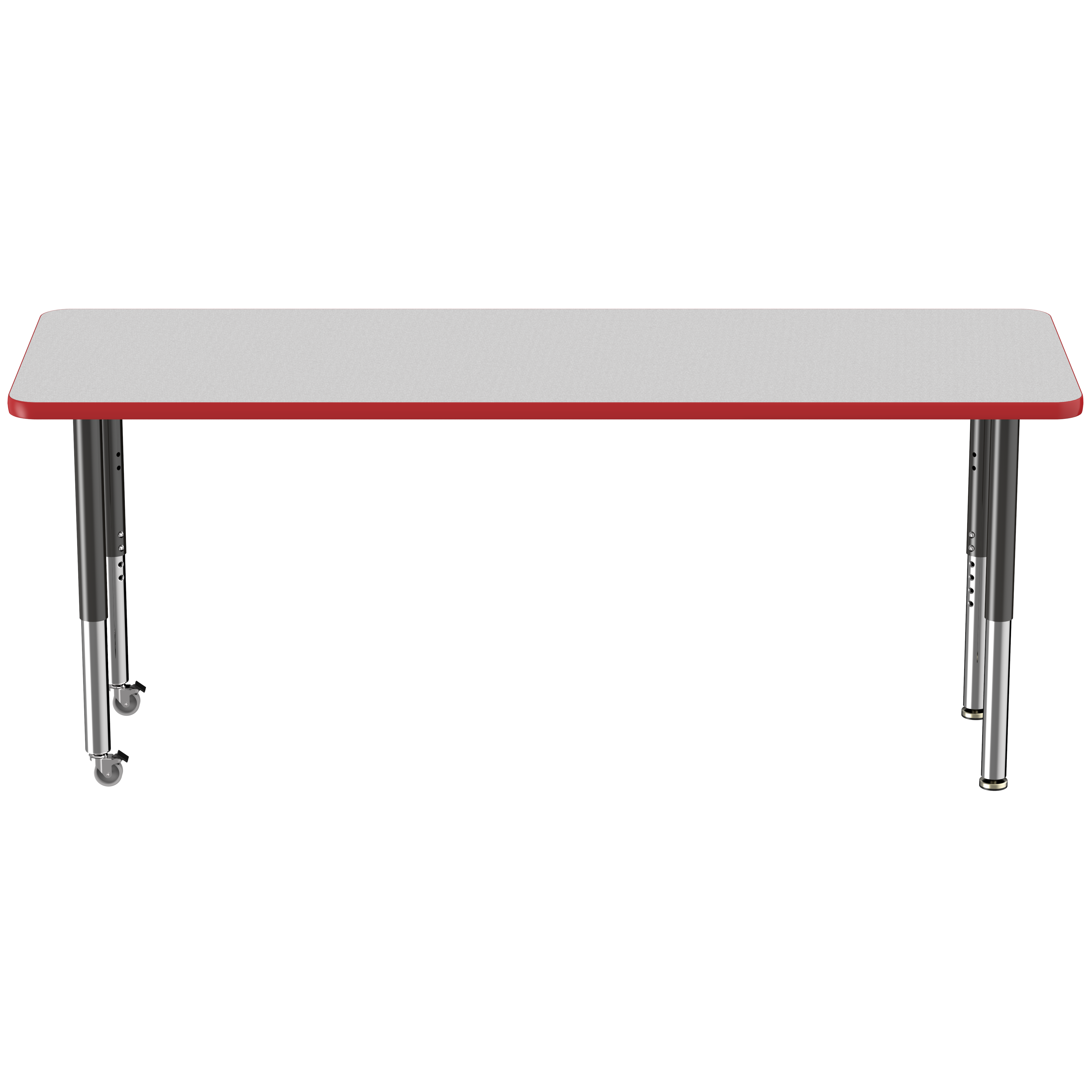 24" x 72" Rectangle T-Molding Activity Table with Adjustable Super Legs - Gray/Red/Black