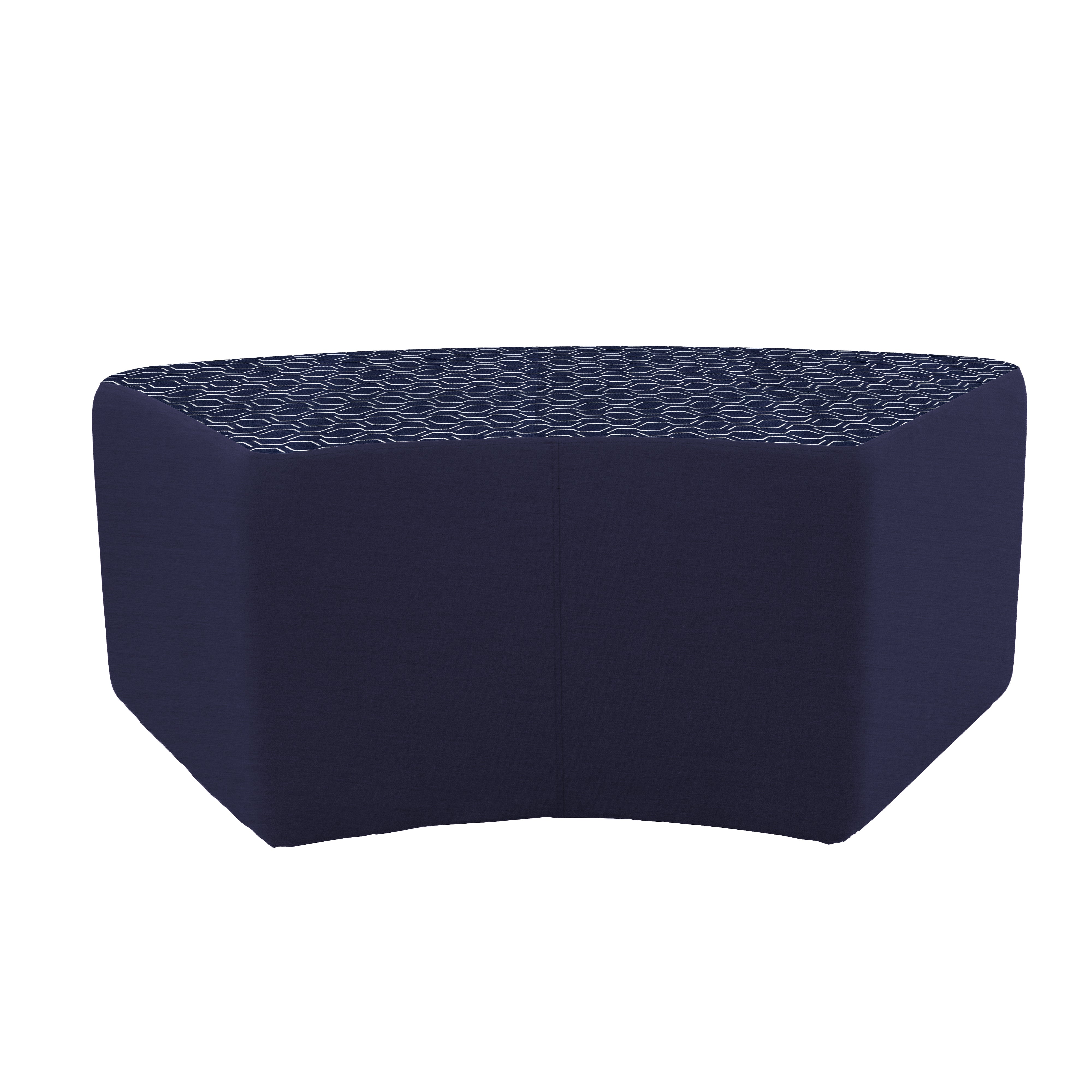 Outdoor 24" x 48" S-Curve Ottoman with Sunbrella, 18" H - Adaptation Indigo/Canvas Navy