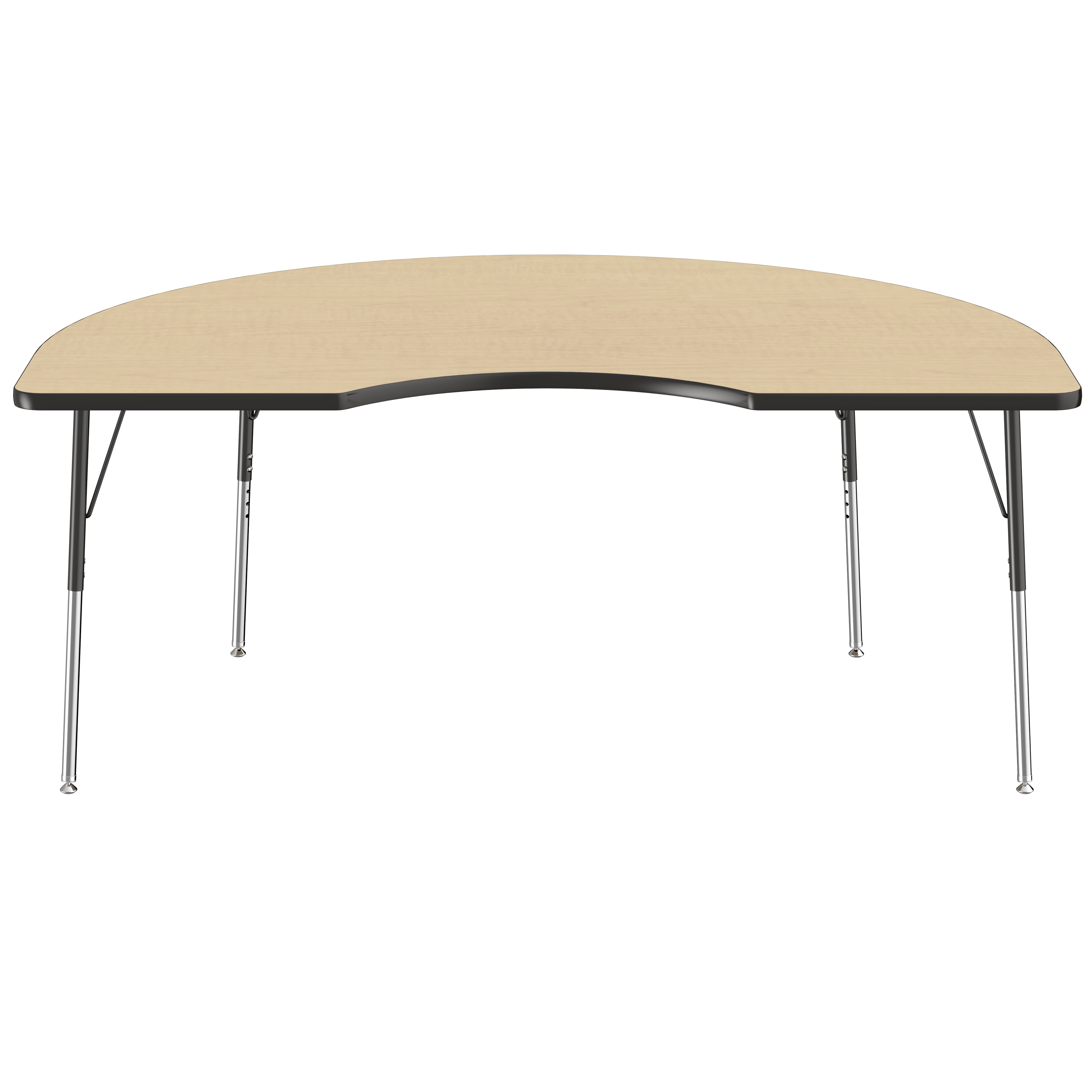 48" x 72" Kidney T-Molding Activity Table with Adjustable Standard Swivel Glide Legs - Maple/Black