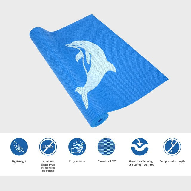 YOGI MAT™ Dolphins - Blue -  1/8"H x 24"W x 68"L