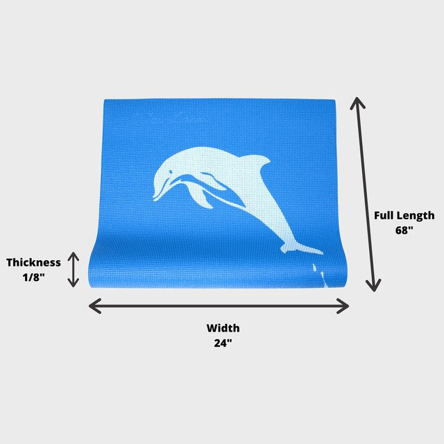 YOGI MAT™ Dolphins - Blue -  1/8"H x 24"W x 68"L