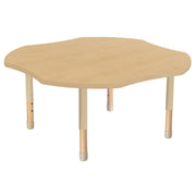 48" x 48" Clover Thermofused Activity Table with Adjustable Chunky Wood Legs - Maple Grain/Sand/Natural