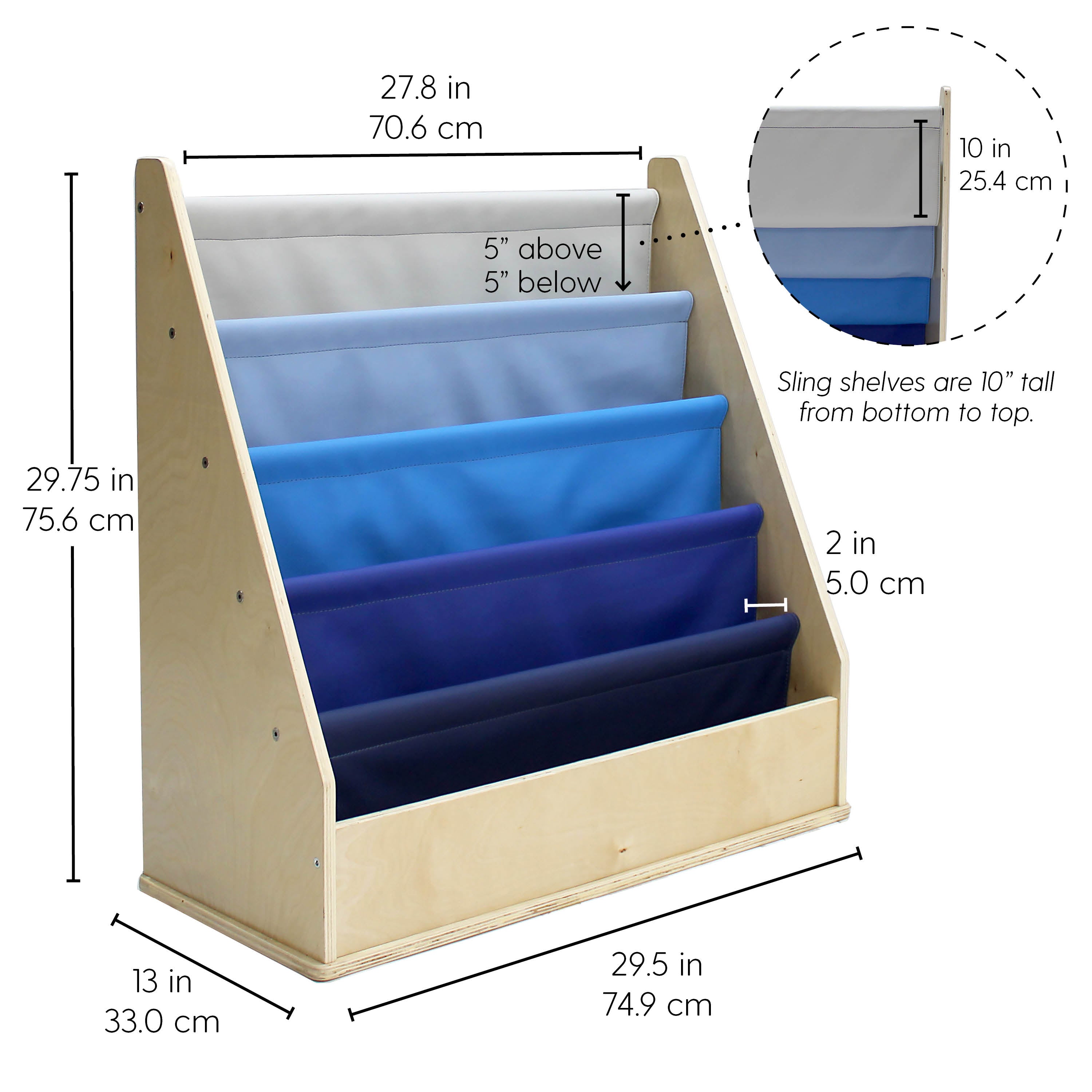 Birch Sling Book Display - Navy/Powder Blue