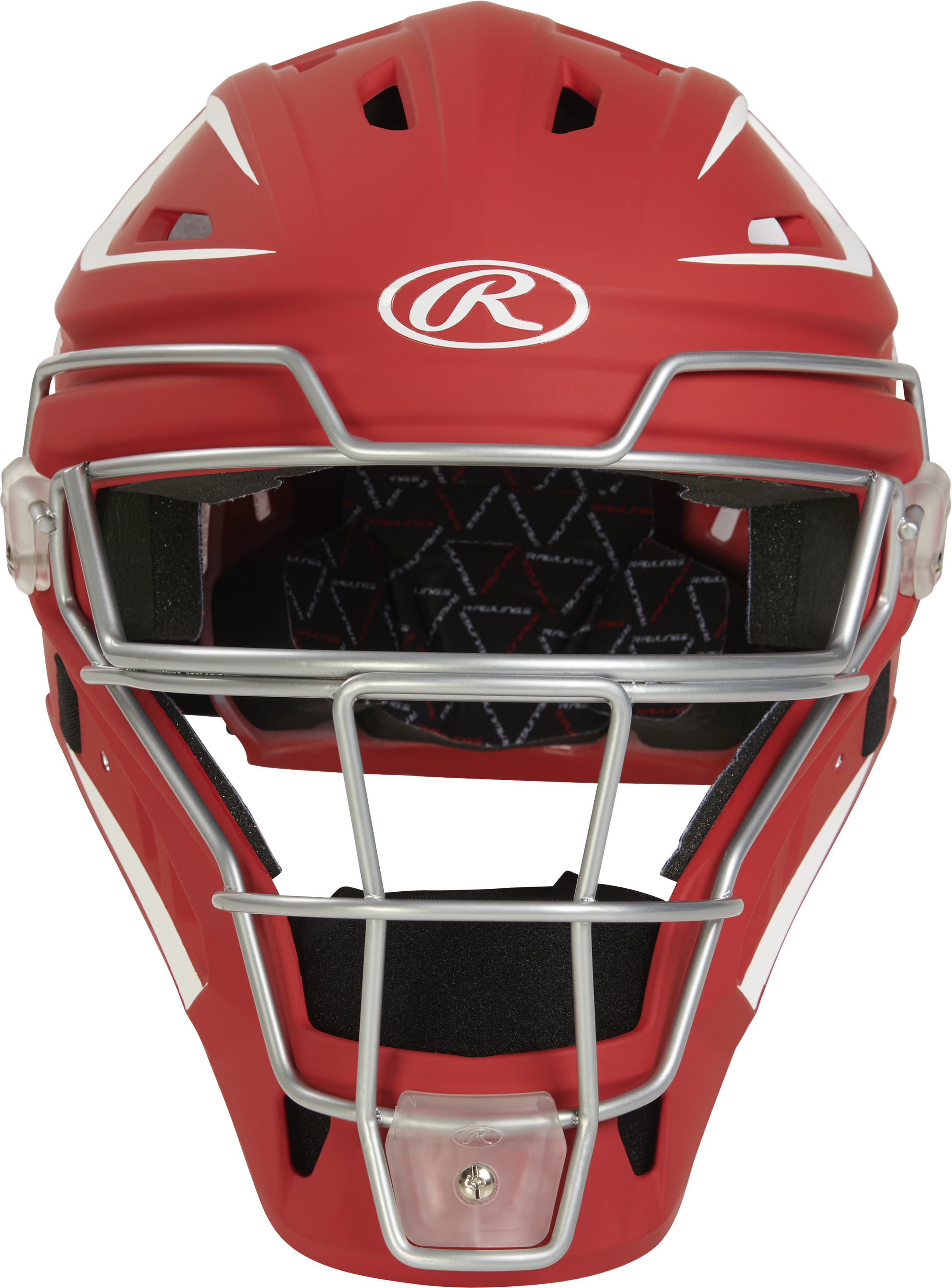 Rawlings Velo 2.0 Matte Junior Catchers Helmet - Scarlet/White