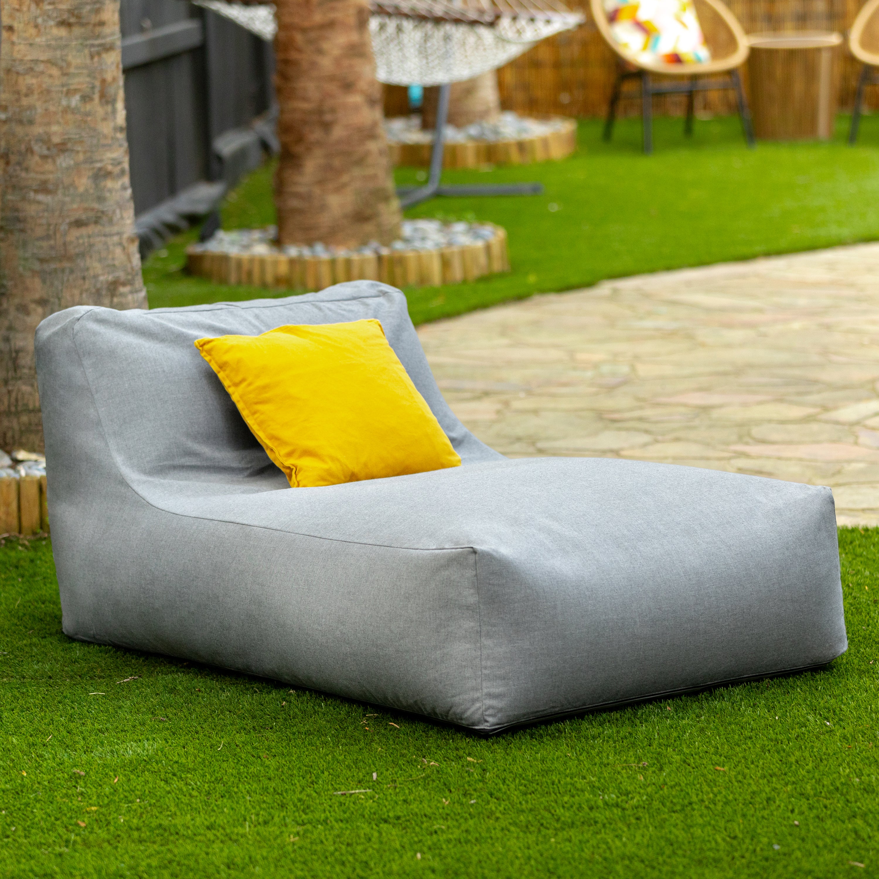 Coza Outdoor Sun Lounger - Luxurious Giant Outdoor Chaise - Sunbrella, Granite