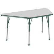 30" x 60" Trapezoid T-Molding Activity Table with Adjustable Standard Ball Glide Legs - Gray/Green