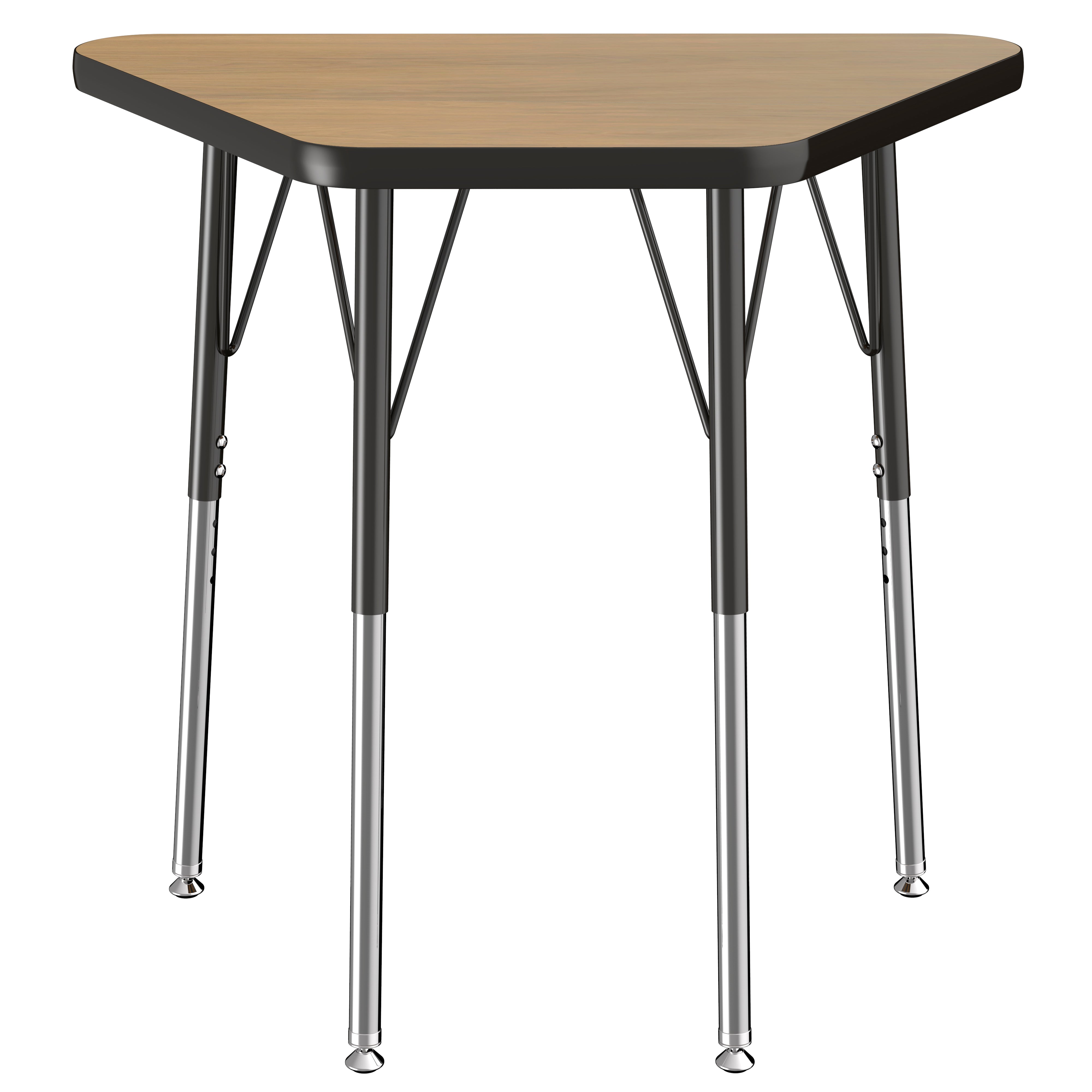 18" x 30" Trapezoid T-Molding Activity Table with Adjustable Standard Swivel Glide Legs - Pasadena Oak/Black