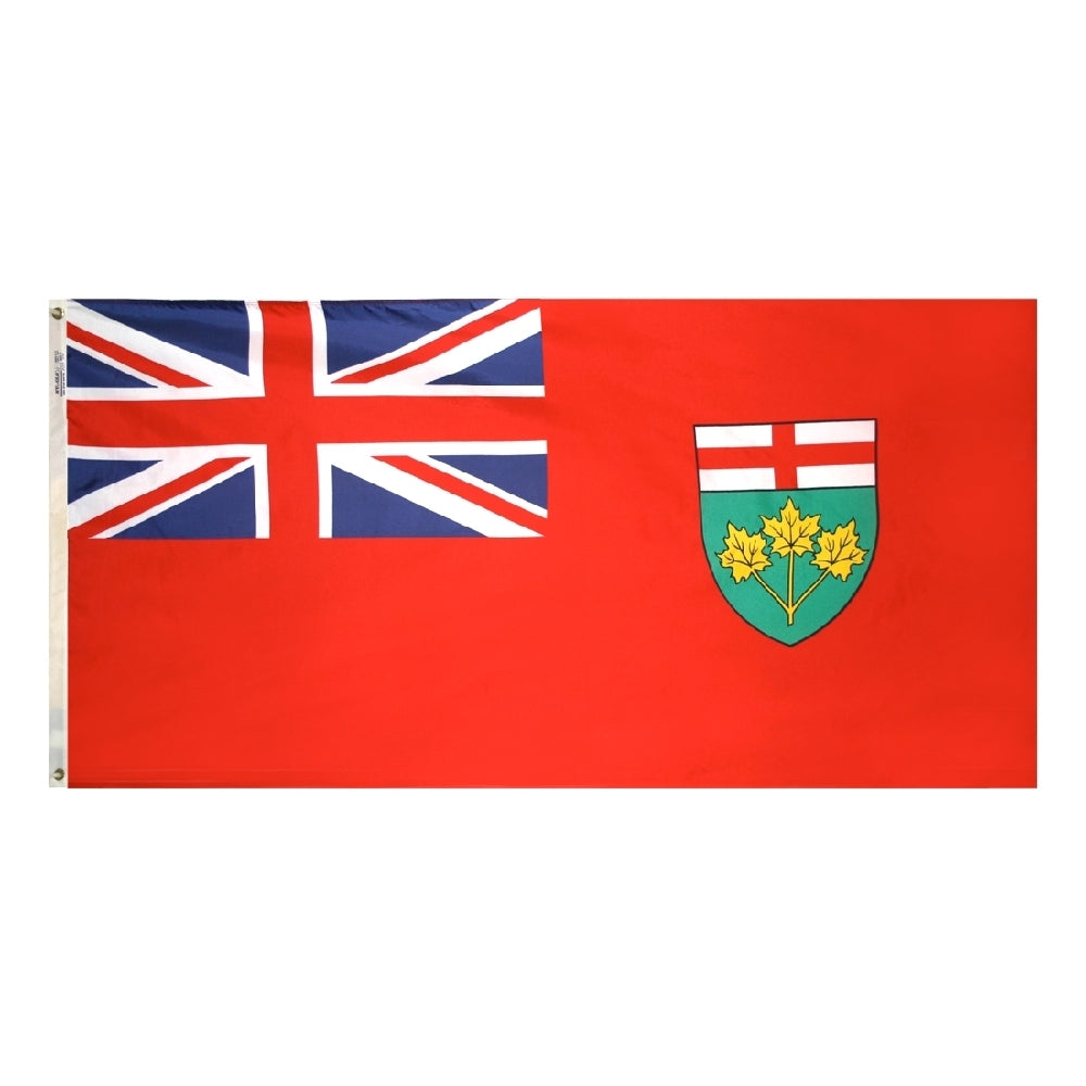 Ontario Canadian Province Flag 3x6 ft. Nylon SolarGuard Nyl-Glo 100% Made in USA