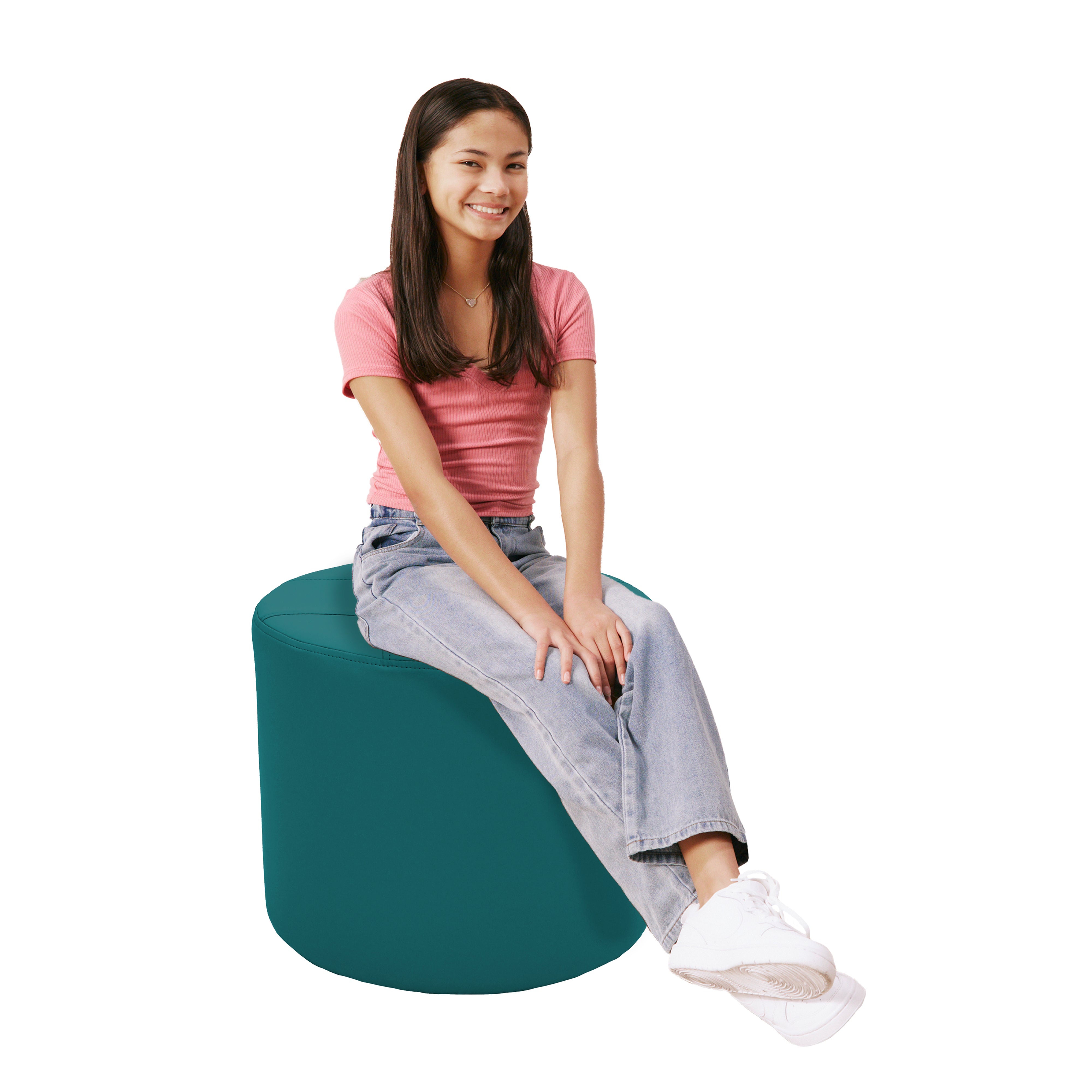 Tufted Round Ottoman 16" Height - Teal