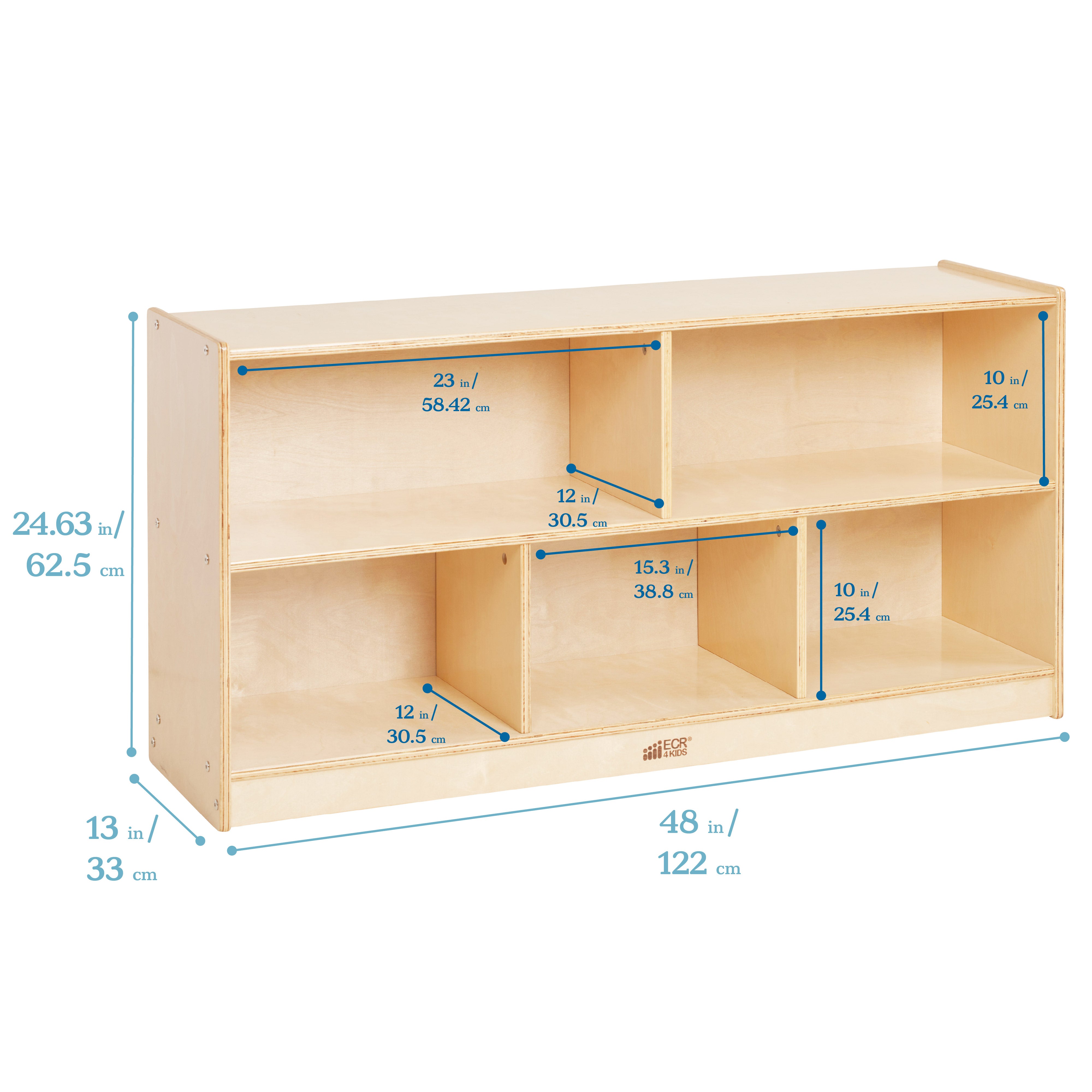 5-Compartment Storage Cabinet 24in H - Natural