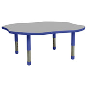 48" x 48" Clover T-Molding Activity Table with Adjustable Tiny Tot Legs - Gray/Blue