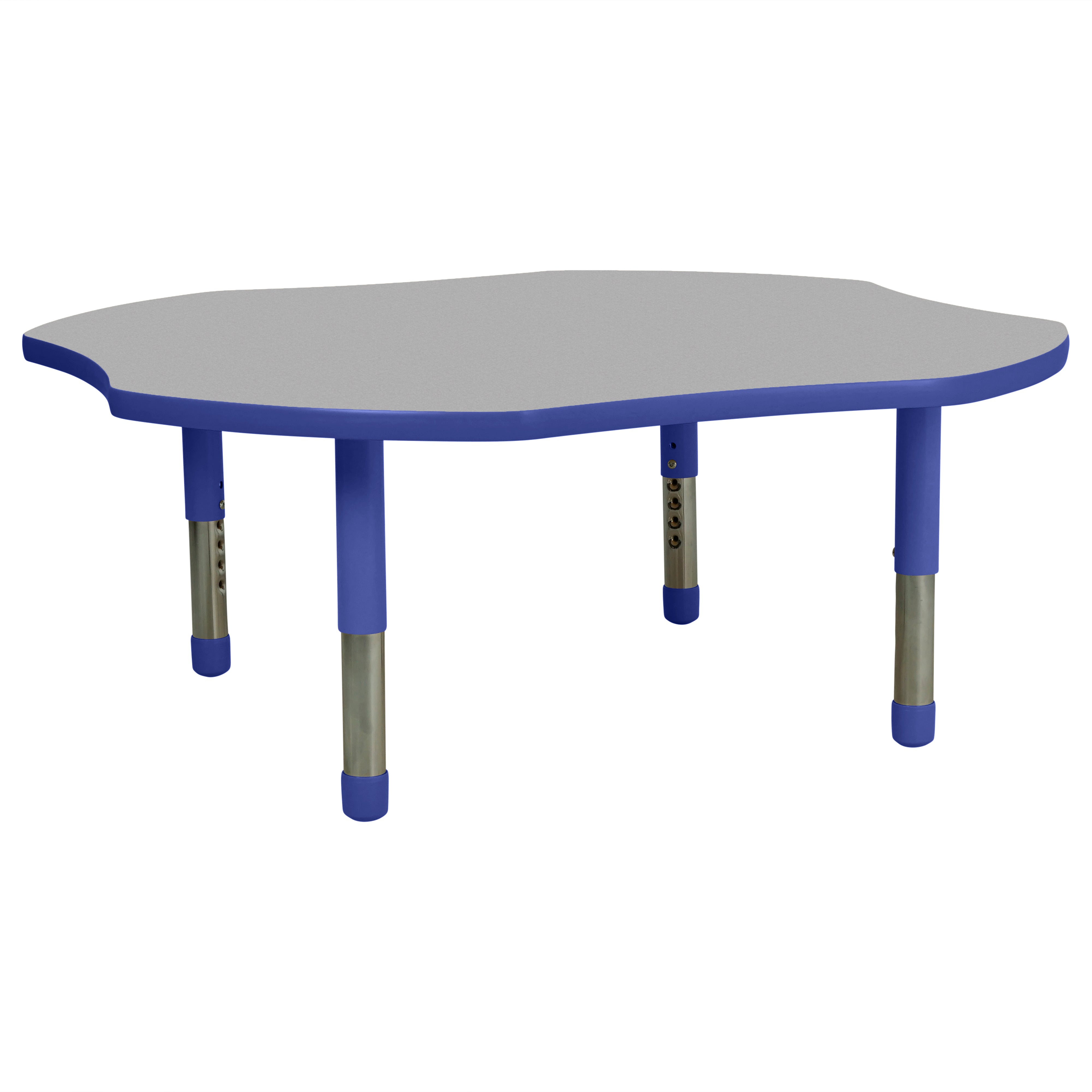 48" x 48" Clover T-Molding Activity Table with Adjustable Tiny Tot Legs - Gray/Blue