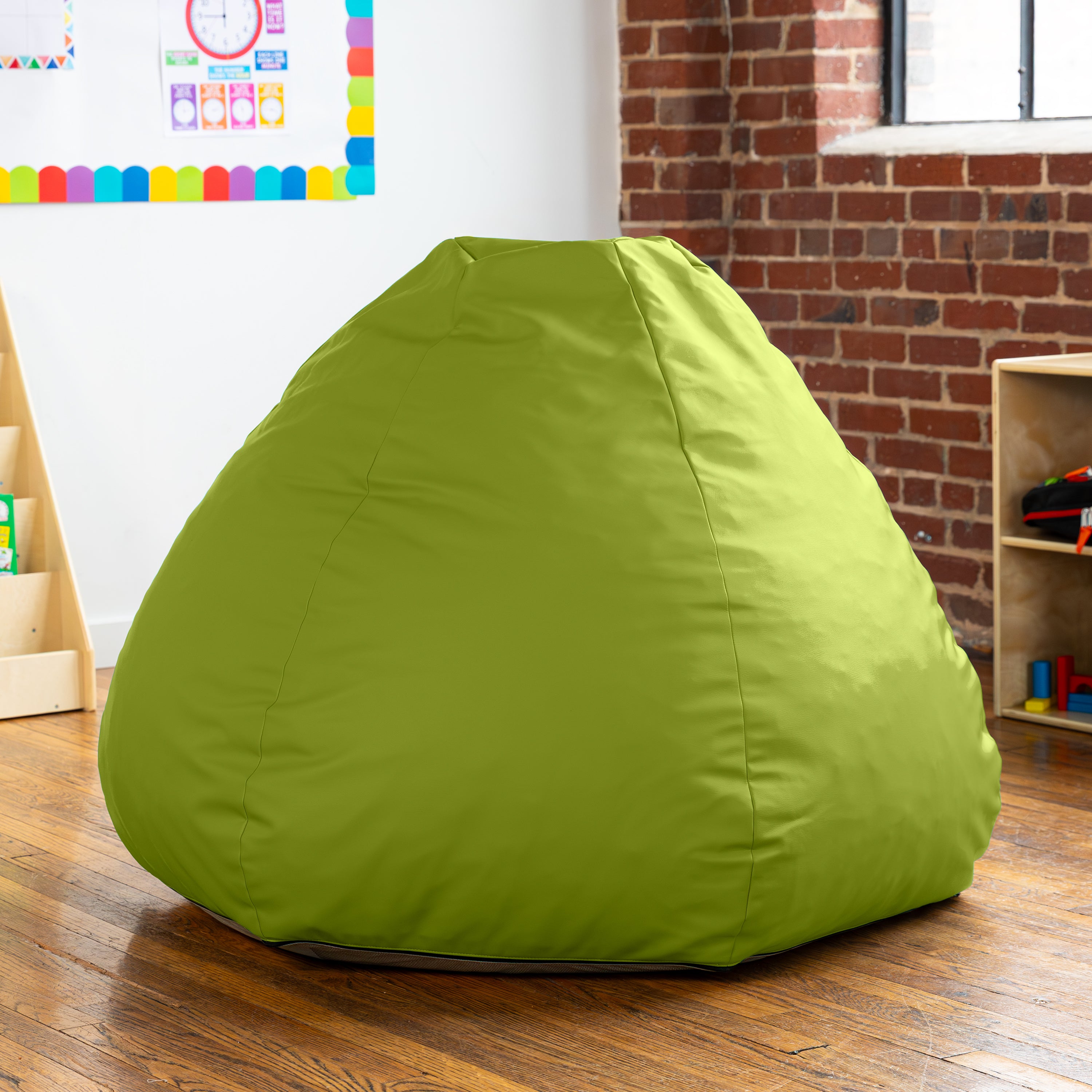 Jaxx Gumdrop Commercial Grade Bean Bag for Educational Environments, Large Size - Premium Vinyl - Green