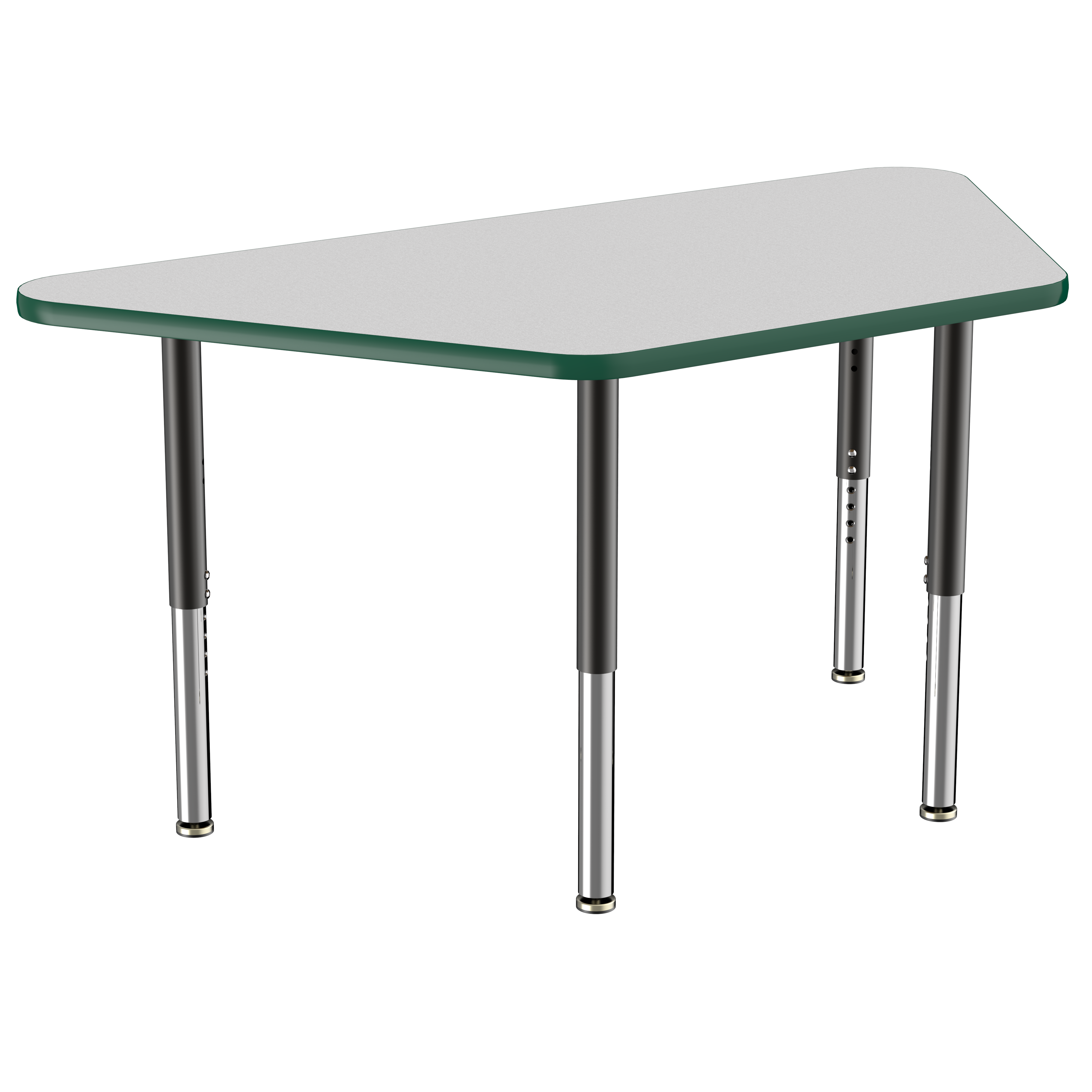 30" x 60" Trapezoid T-Molding Activity Table with Adjustable Super Legs - Gray/Green/Black